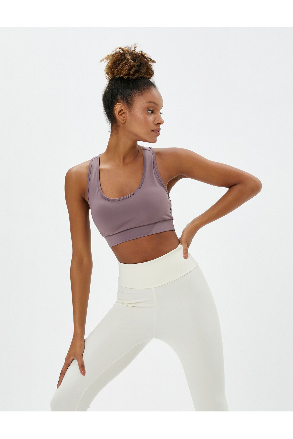 Purple WOMEN Defacto Fit Crew Neck Cutout Detailed Padless Sports