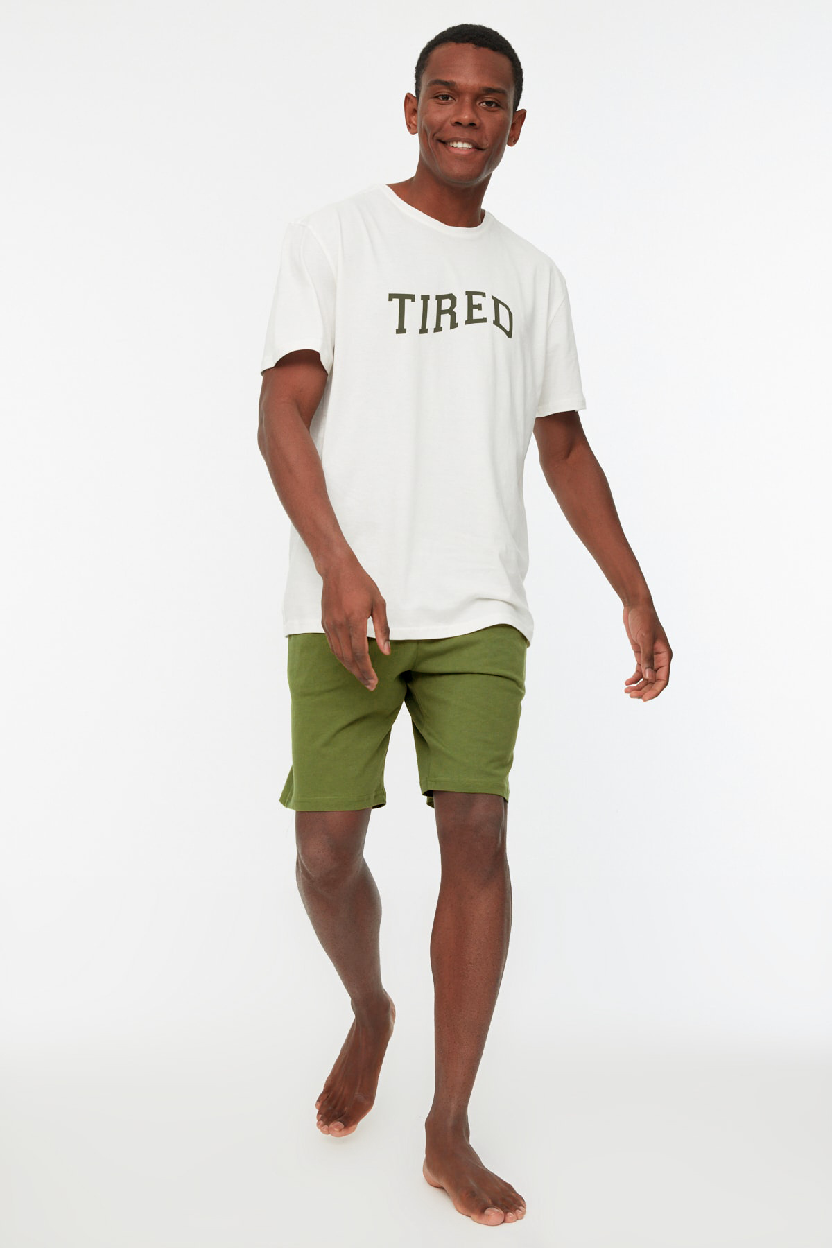 Trendyol Collection-Khaki Pletené šortky Pyžamo Set THMSS21PT0312 7