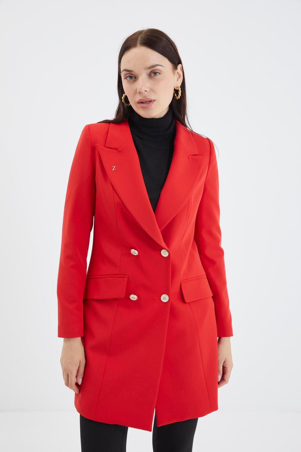 Red double breasted coat outlet