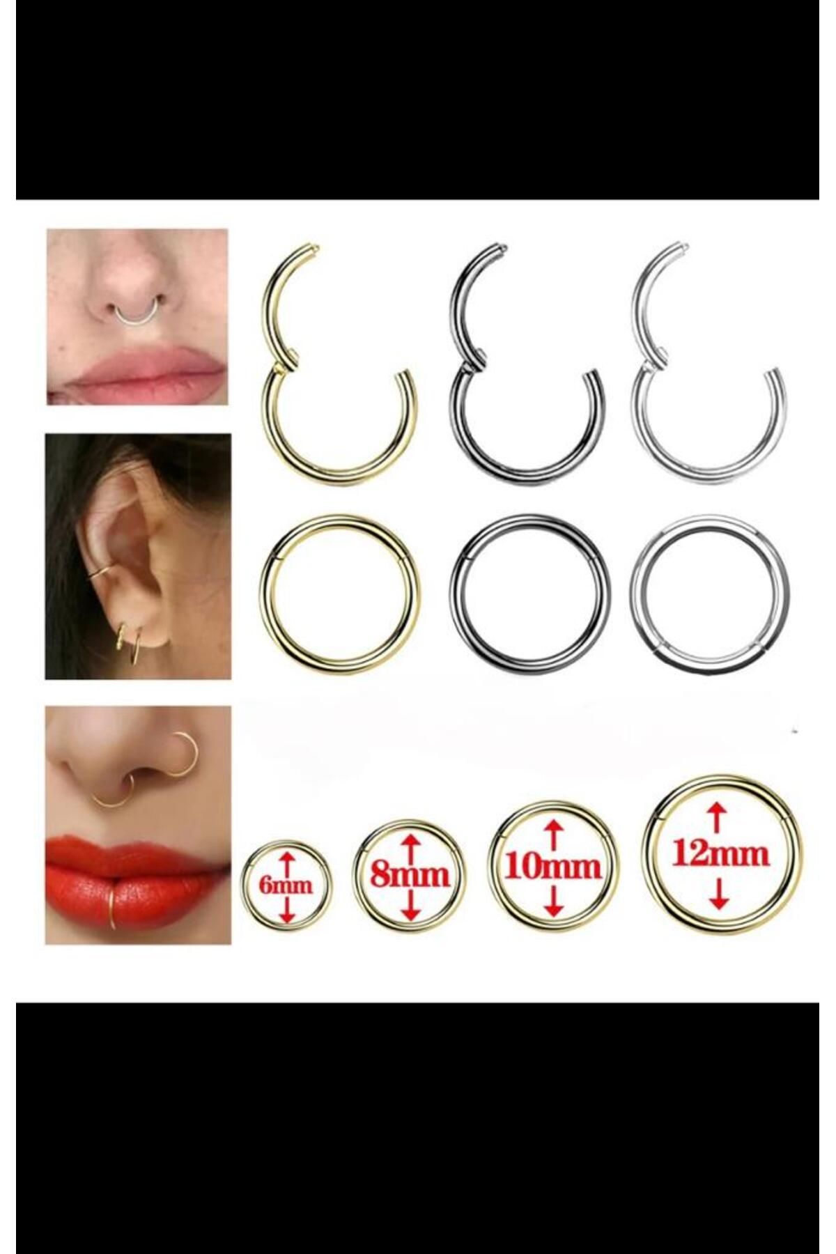 Çelik menteşeli Tam Halka Tragus Kıkırdak lobe uyumlu Piercingi
