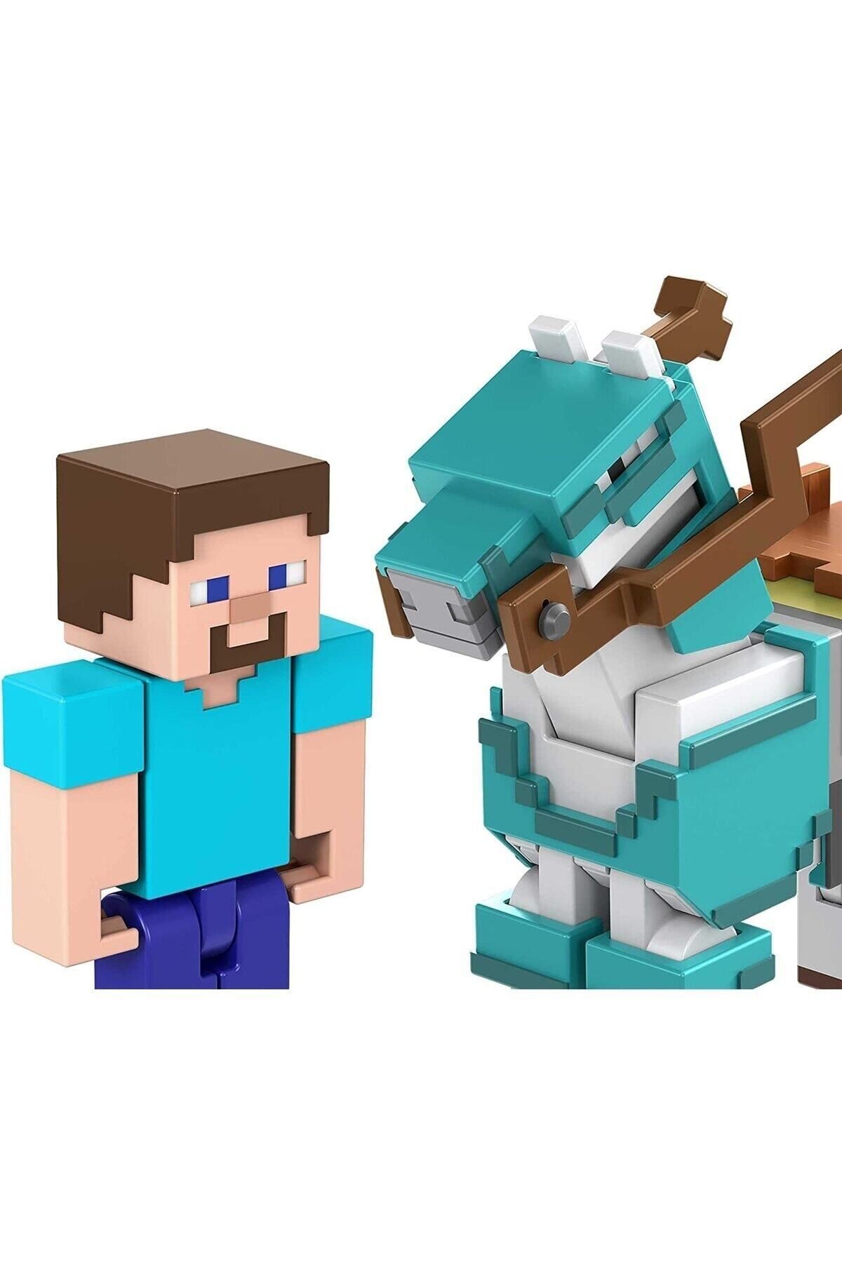 Cici Oyuncak-2023 Minecraft Build-a-Portal Steve And Armored Horse 2-Piece Figure 4