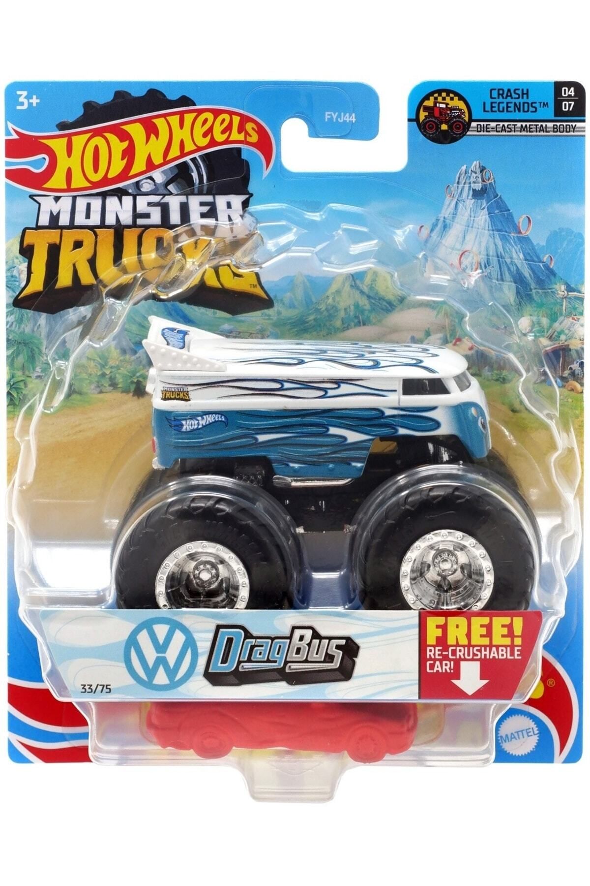 HOT WHEELS Monster Trucks Volkswagen Drag Bus Dev Teker Araba
