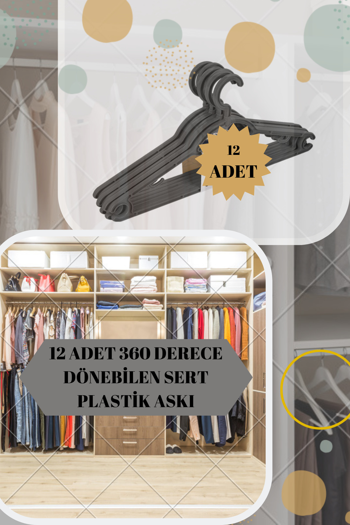 12 pcs 42 cm Swivel Head Hangers 360 degree SWIVEL
