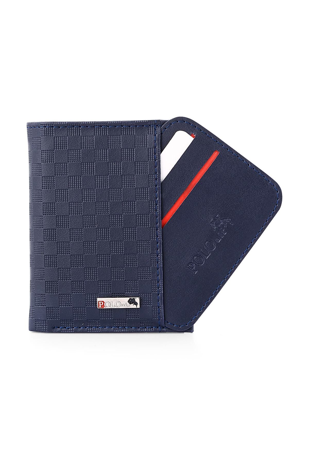 کیف پول مردانه CHECKERS WALLET و CARD HOLDER NAVY BLUE polo air