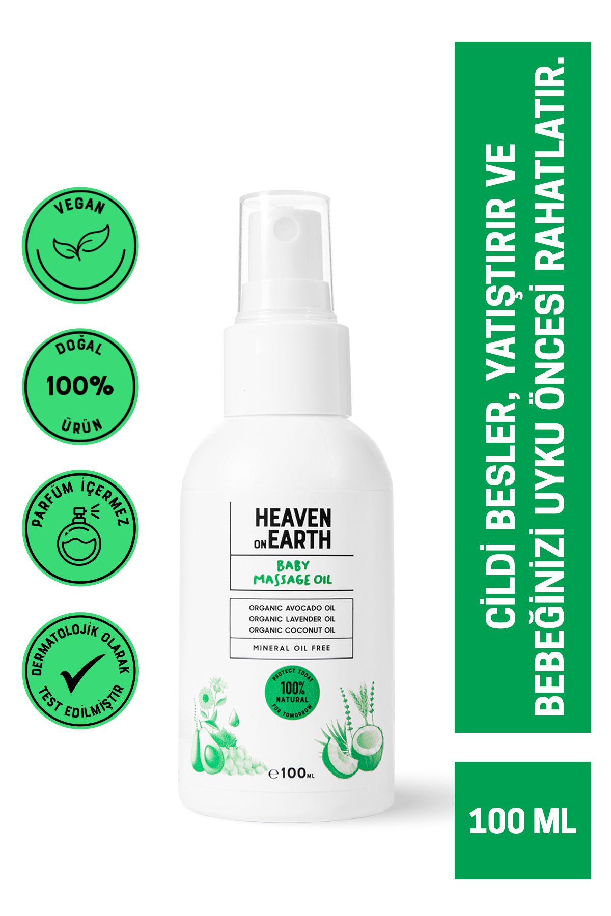 Heaven on Earth Baby Oil for Newborn, 100ml Moisturizing Oil for Massage,  Natural Lavender Oil, Jojoba Oil, Coconut Oil, Olive Oil Extracts, Paraben