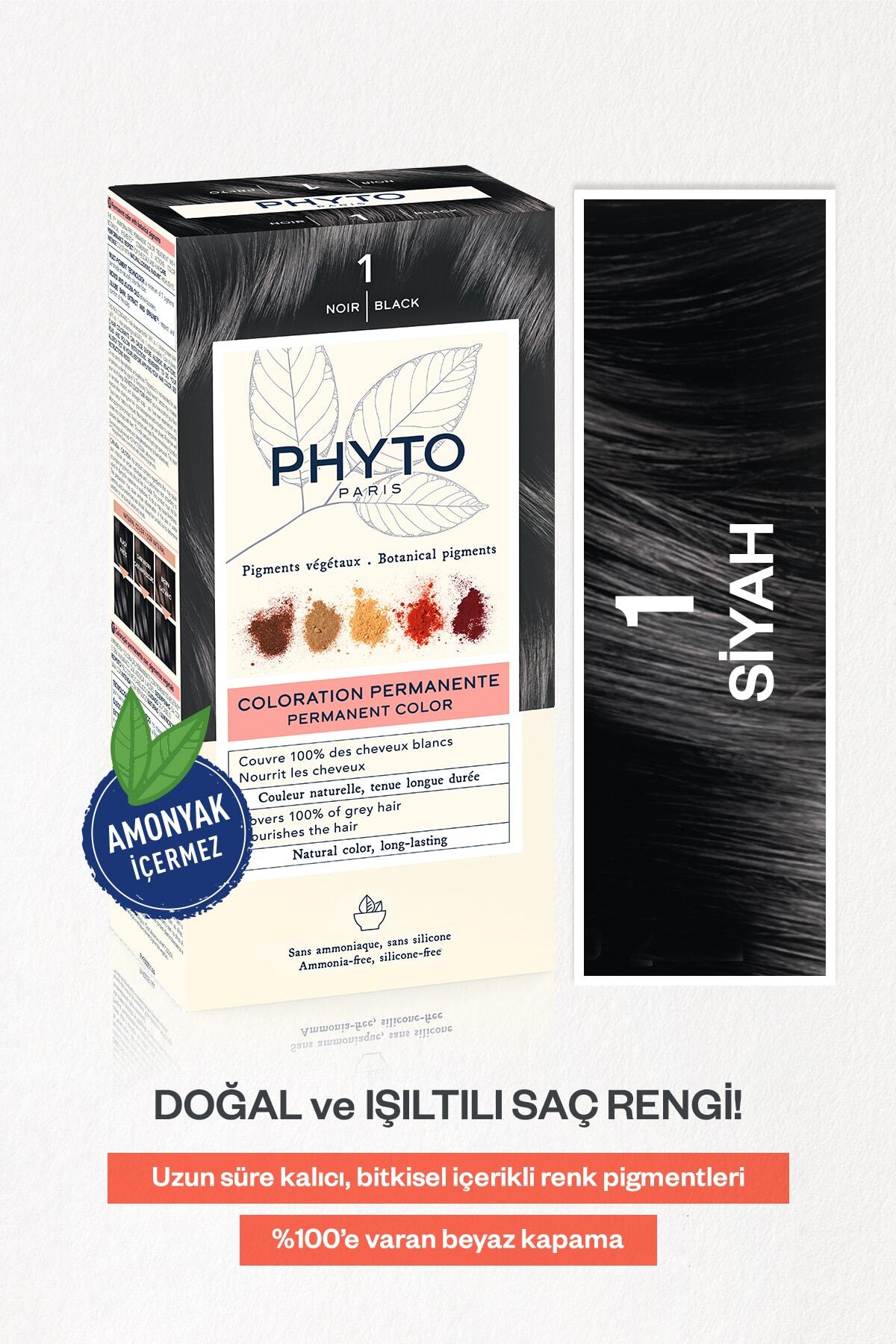 Phyto رنگ موی گیاهی دائمی بدون آمونیاک کالر شماره ۱ رنگ مشکی