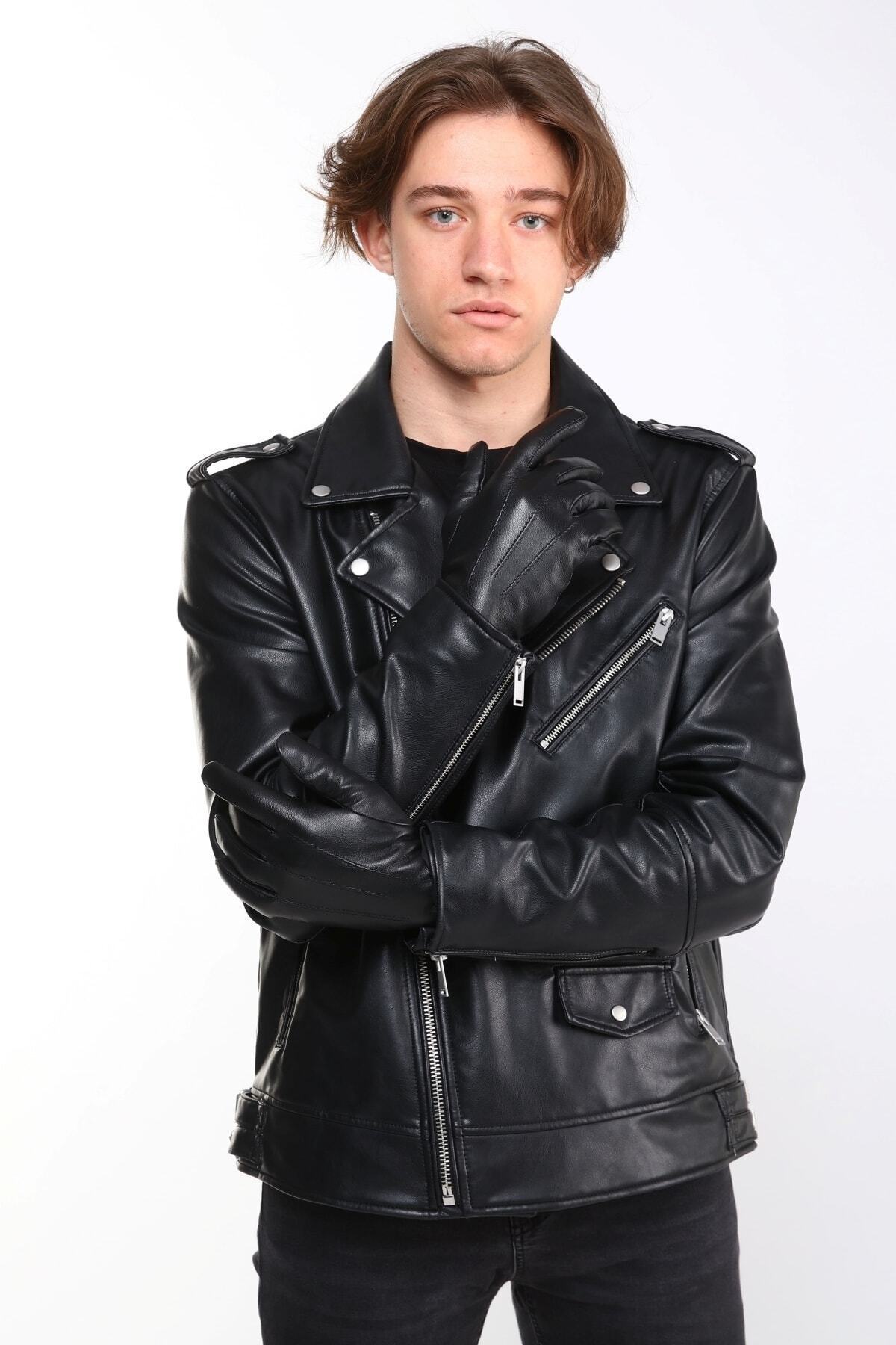 CE-YIL DERİ ÜRÜNLERİ  Erkek Hakiki Deri Eldiven - Görsel 4