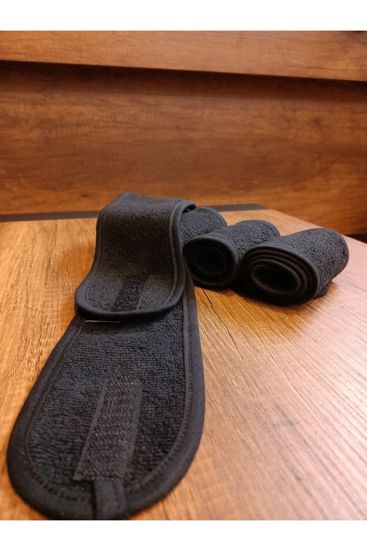 CottonTherapy-Prosop negru Banda de păr Îngrijirea pielii Machiaj Cosmetice Salon de coafură Yoga Sport Bandă de transpirație 3
