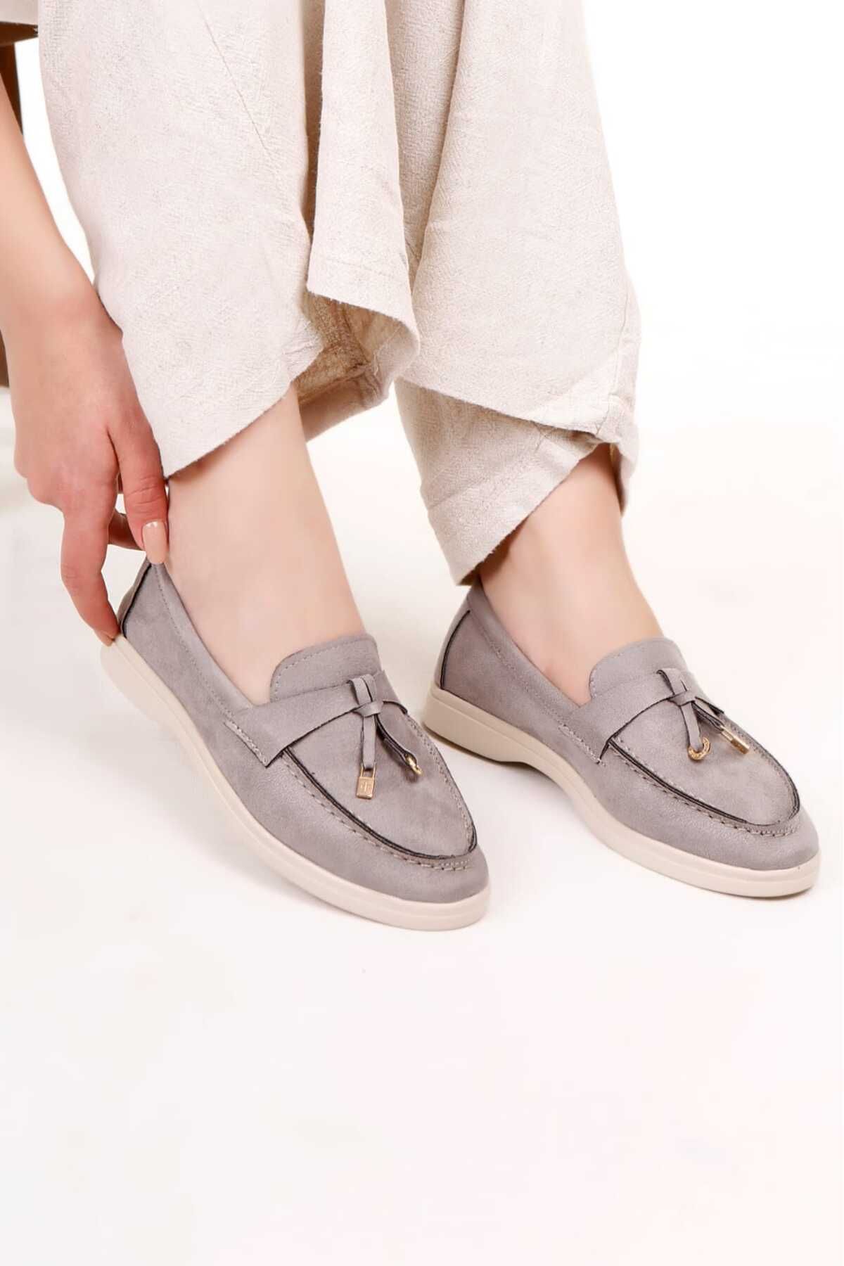 Gray suede flats cheap