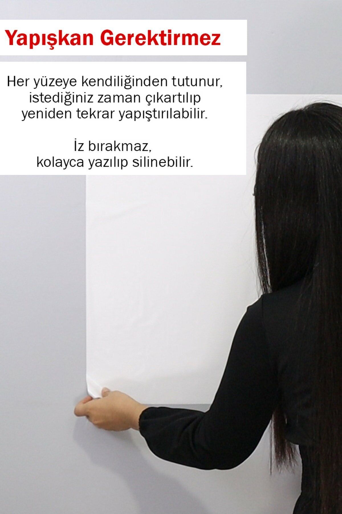 Akıllı Kağıt - 100x150 Cm Beyaz, 10 Adet Yapışkansız Statik Tutunabilir Sihirli Kağıt Tahta - 5