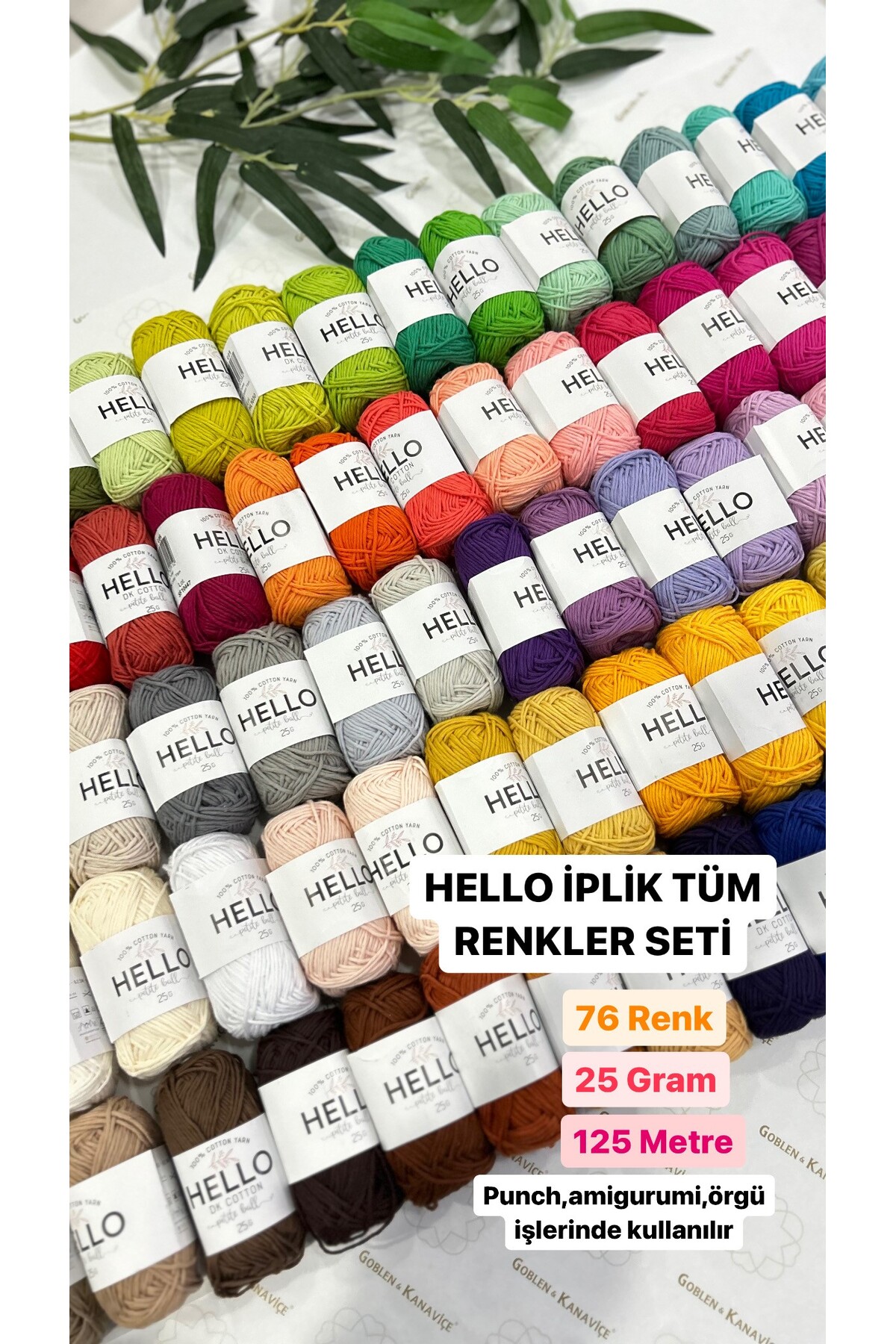Goblenkanavi e Hello Iplik T m Renkler Seti 76 Adet Punch PAN Ipi 