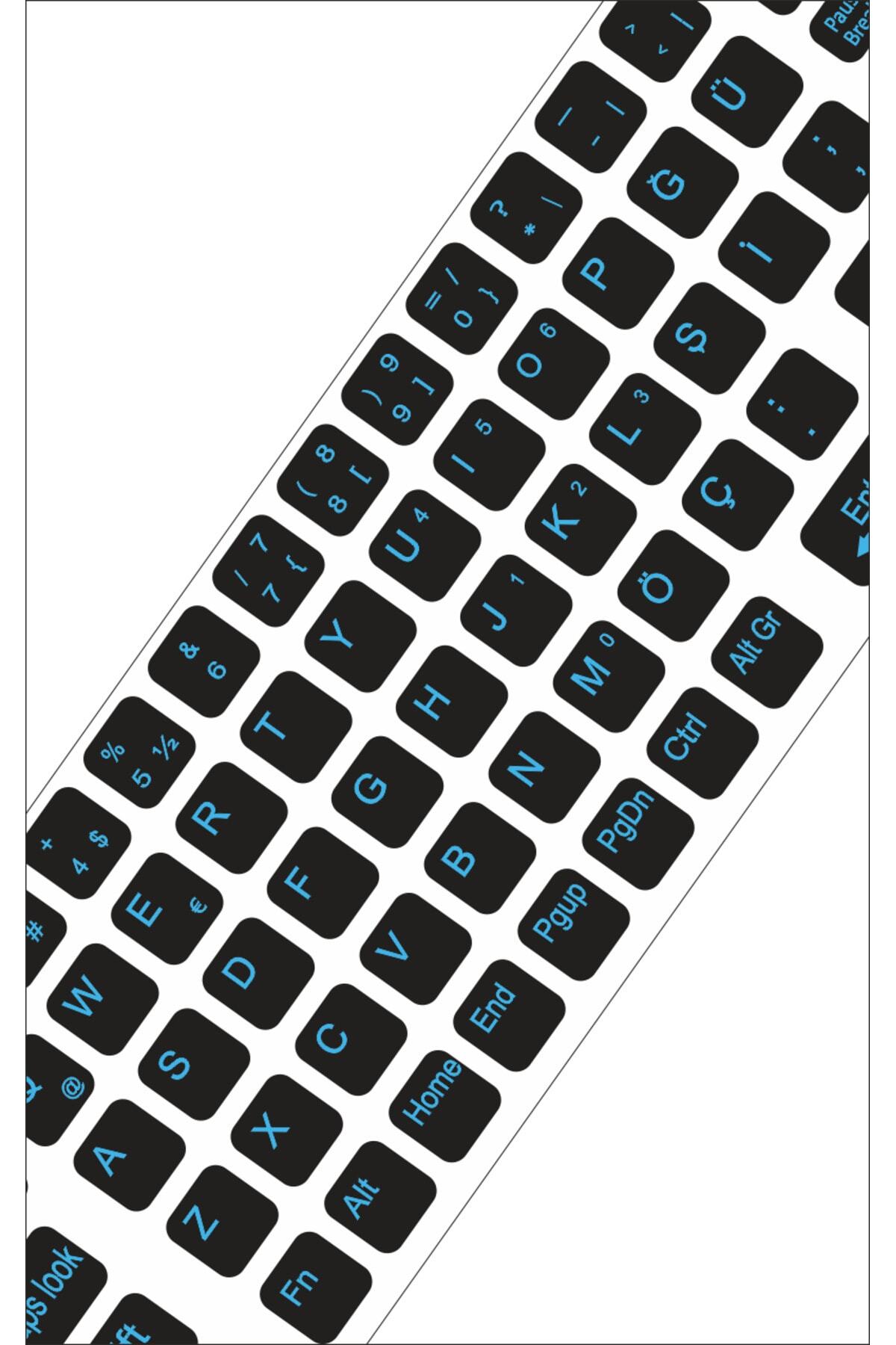 Klavye Sticker, Türkçe Q Klavye Etiketi Laptop Pc Sticker Mavi 2