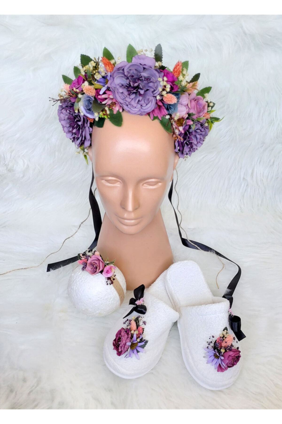 htk butik Anne Bebek Seti Lohusa Seti Lohusa Terlik Lohusa Tacı Bebek Tacı fotoğrafı 4 (önizleme)