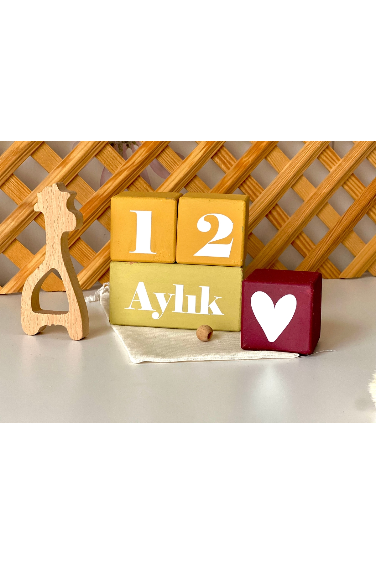 Renkli anne bebek anı küpü ve bebek saç fırçası seti
