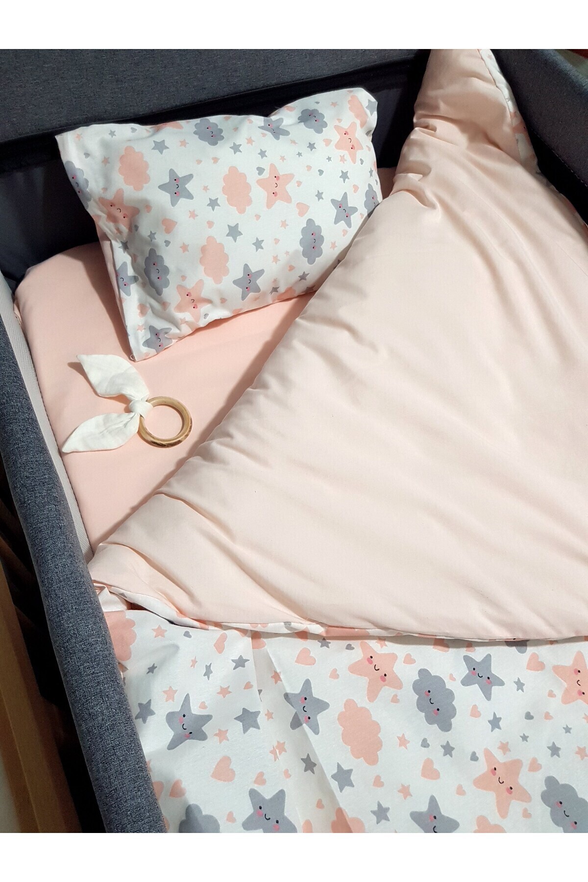 bebek_iklimi 5 Parça Bebek Uyku Seti - Bulut Yıldız Desenli (Her Ölçüye Uygundur - Ayrıntılar Açıklamada) fotoğrafı 6 (önizleme)