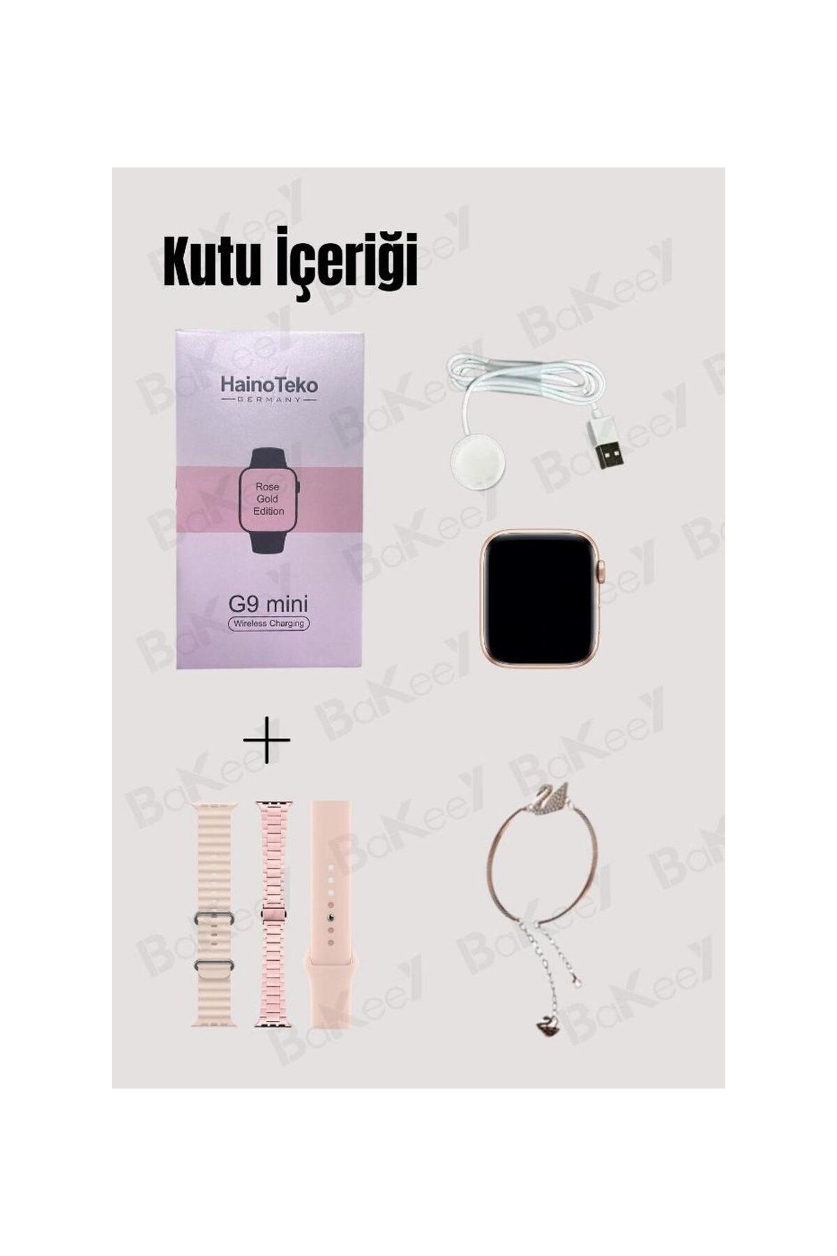 Haino Teko G9 Mini Rose Gold Bileklik Hediyeli Amoled Ekran 41MM Kadın Akıllı Saat
