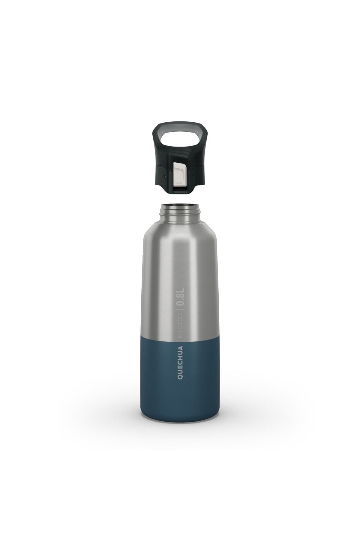 فلاسک مشکی quechua Steel Thermos 0.8 L آبی MH500 Decathlon