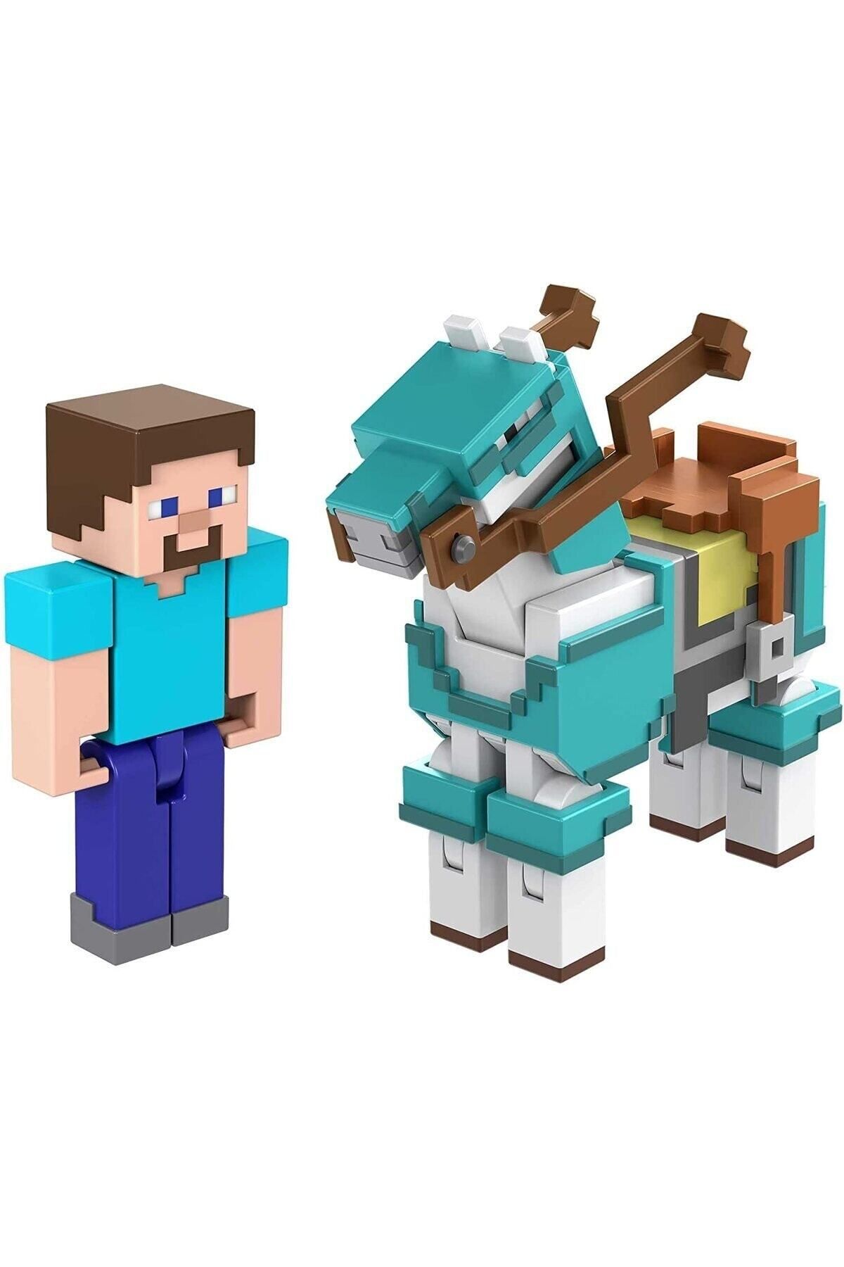 Cici Oyuncak-2023 Minecraft Build-a-Portal Steve And Armored Horse 2-Piece Figure 5