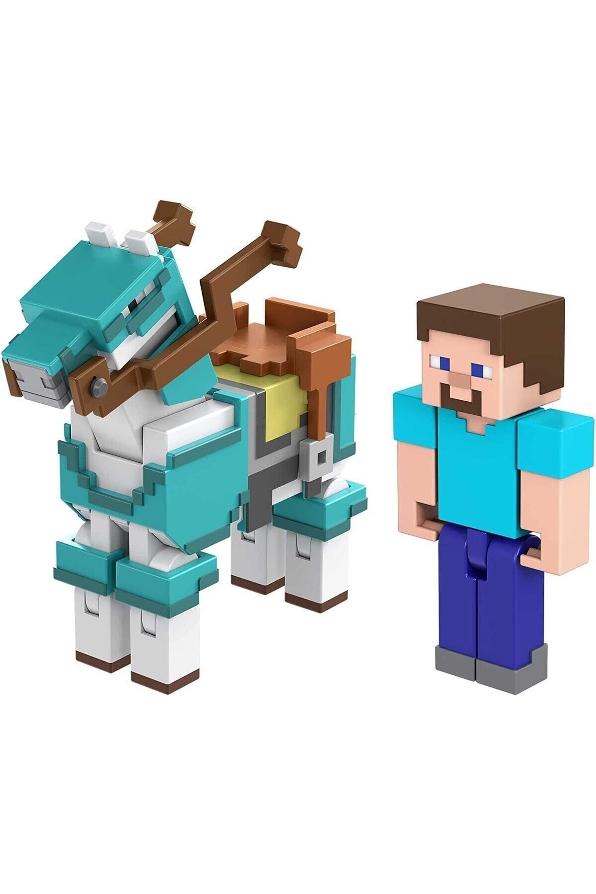 Cici Oyuncak-2023 Minecraft Build-a-Portal Steve And Armored Horse 2-Piece Figure 3