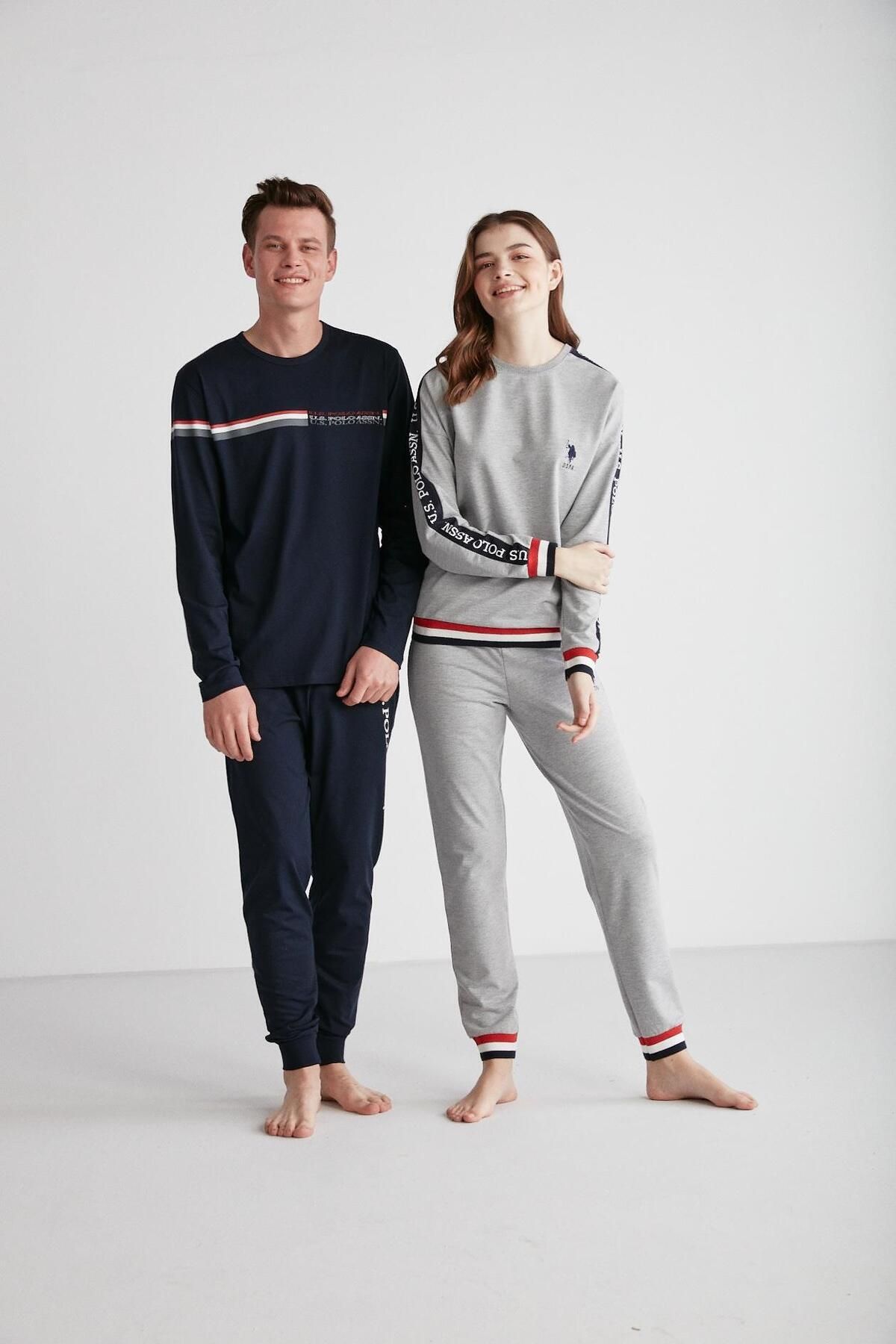 ست پیژامه آبی مردانه لباس خواب یقه گرد سرمه ای U.S. Polo Assn.