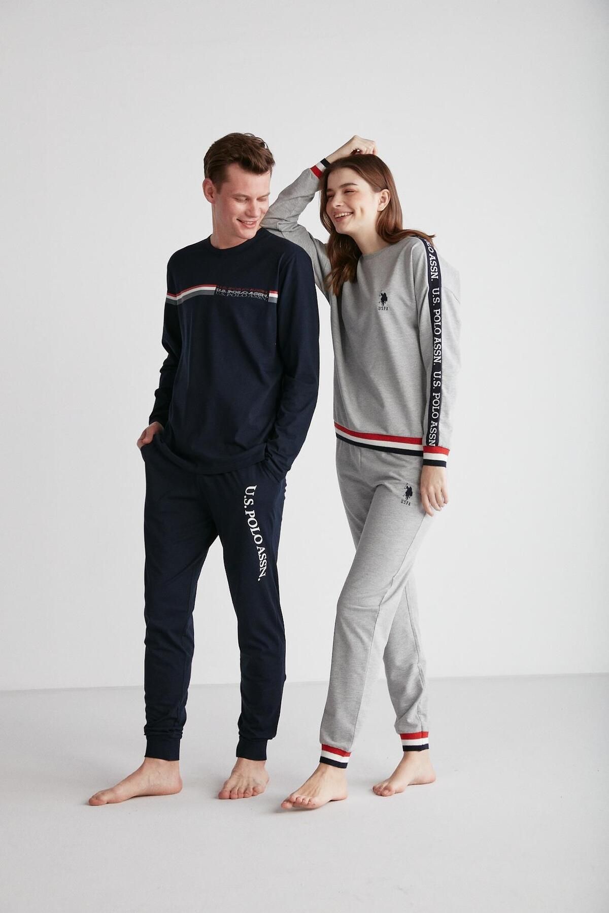 ست پیژامه آبی مردانه لباس خواب یقه گرد سرمه ای U.S. Polo Assn.