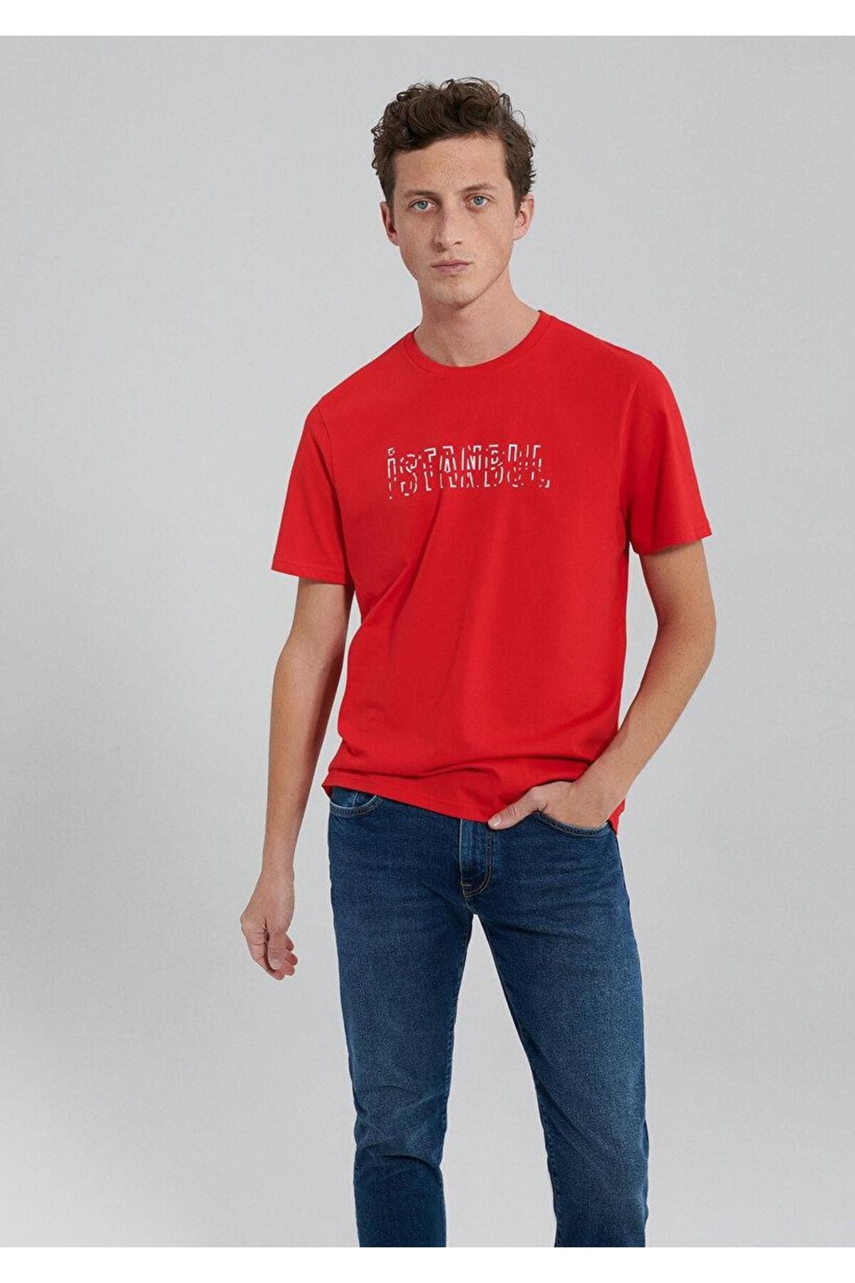 Mavi تی شرت چاپی استانبول مردان آبی قرمز 067115-70471