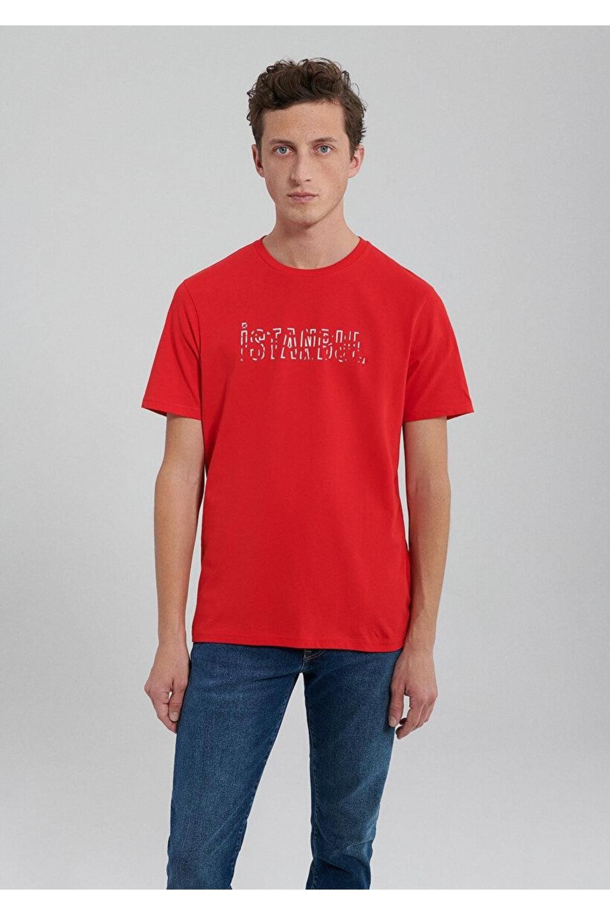 Mavi تی شرت چاپی استانبول مردان آبی قرمز 067115-70471