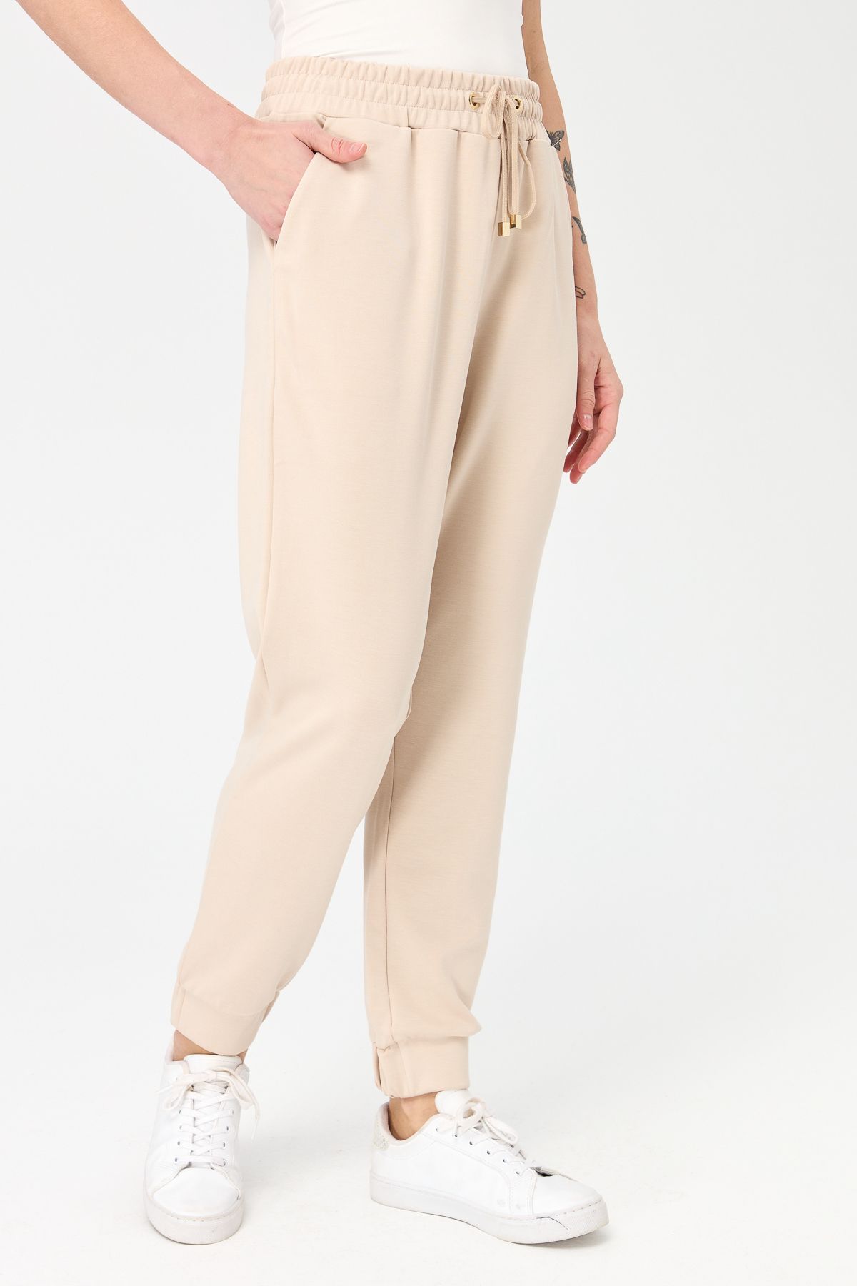 Desen Triko Women s Elastic Back Leg Tracksuit Pants with Pockets
