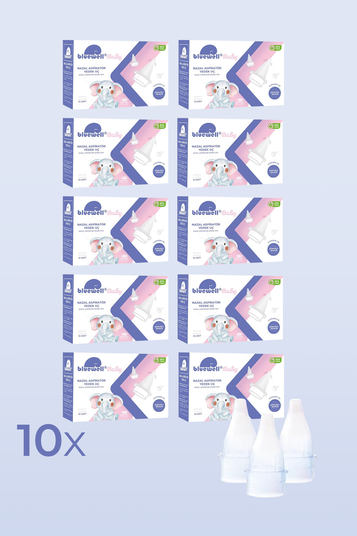 BLUEWELL Otribebe Brunobaby Nazal Burun Aspiratör Uyumlu 10adet Ekstra Yumuşak Uçlu 10 Adet