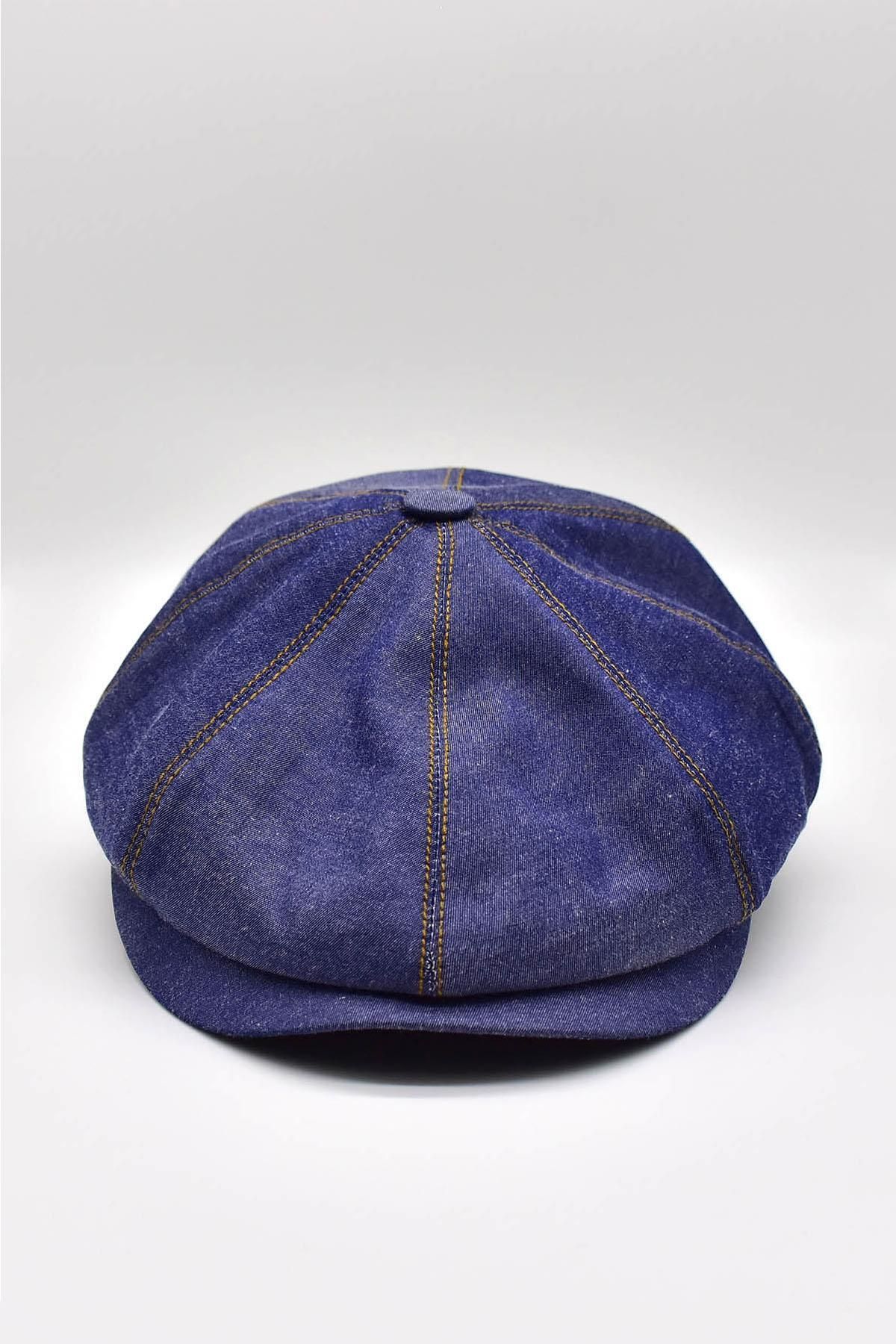 K lah Men s Cap British Summer Denim Newsboy Hat Blue Trendyol