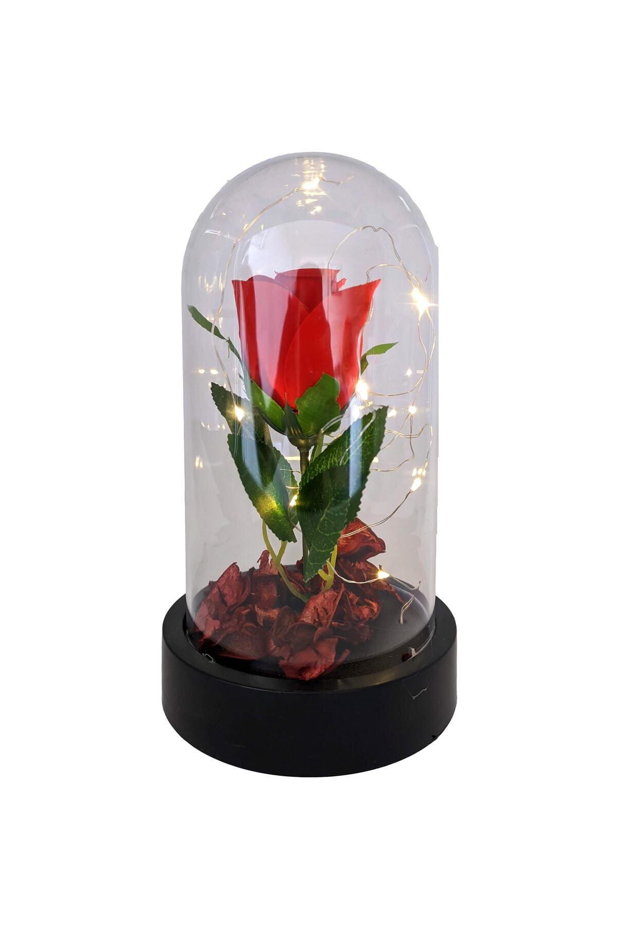 Led Işıklı Gül Kurşun Fanus El Yapımı Hediyelik