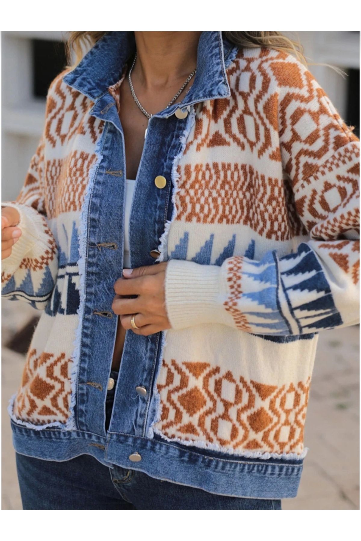 SERAH BUT K Jeans Detailed Knitwear Cardigan Trendyol