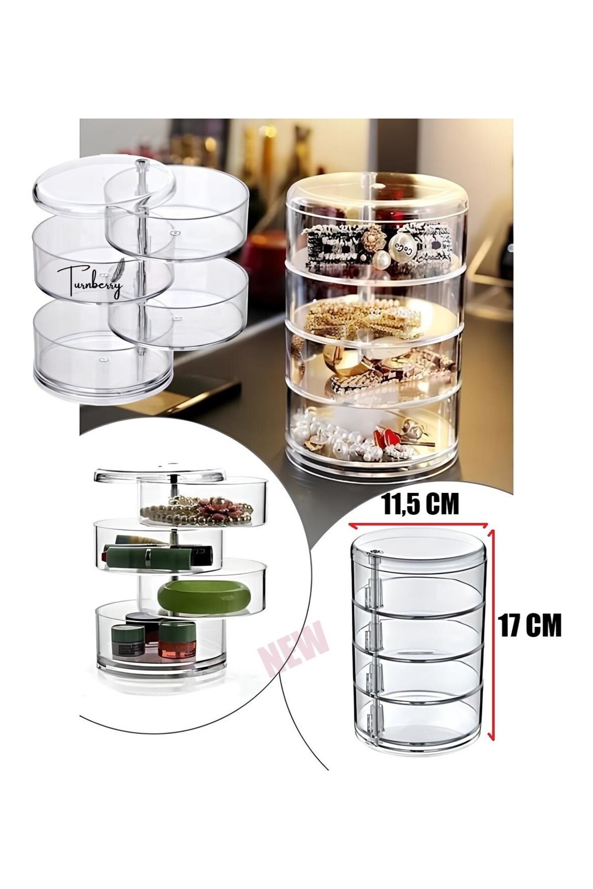 Turnberry 4 Katlı Fonksiyonel Silindir Makyaj Ve Takı Organizeri