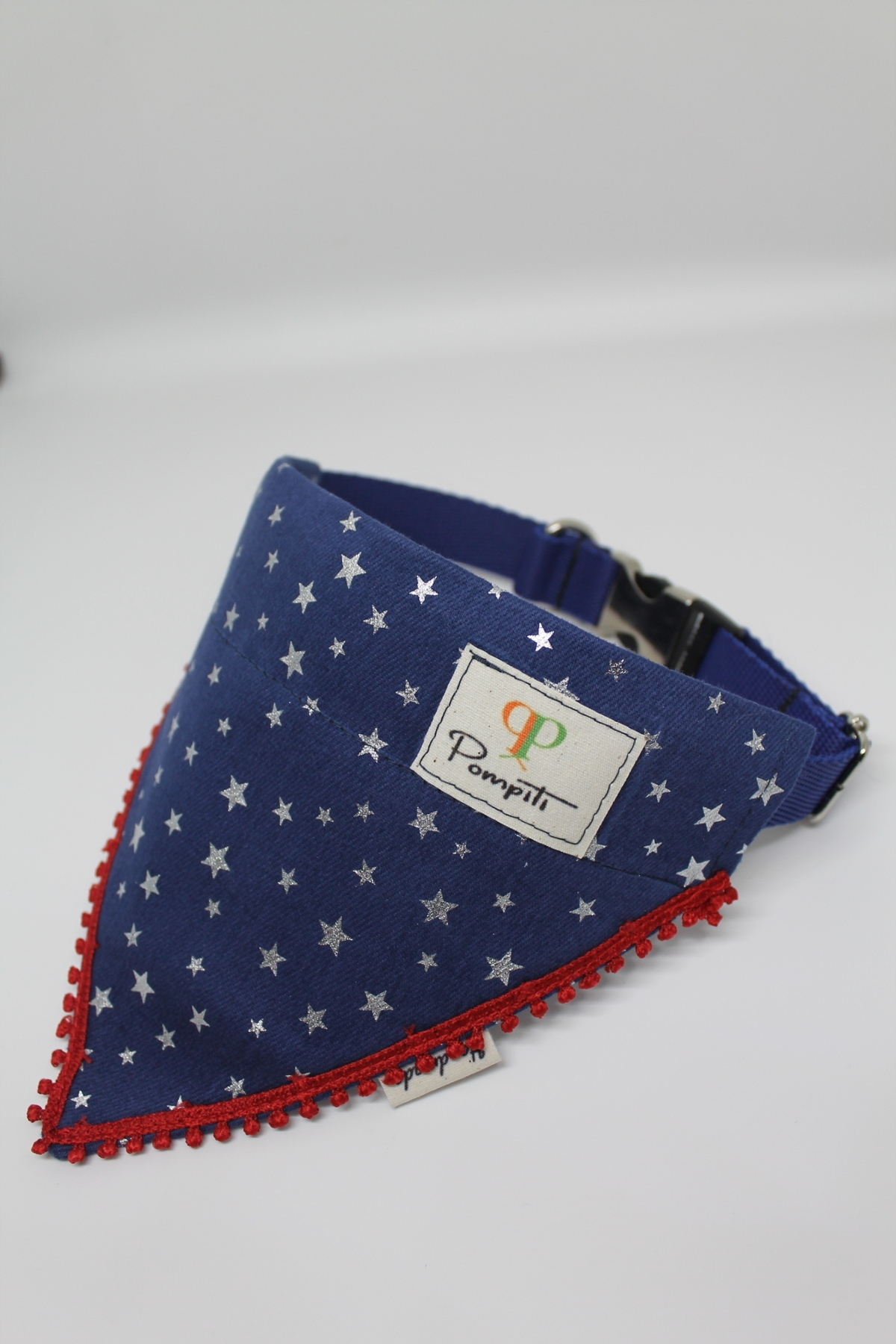 Ayarlanabilir ve Değiştirilebilir Evcil Hayvan Köpek Tasma ve Fular Yıldız Desenli Mavi