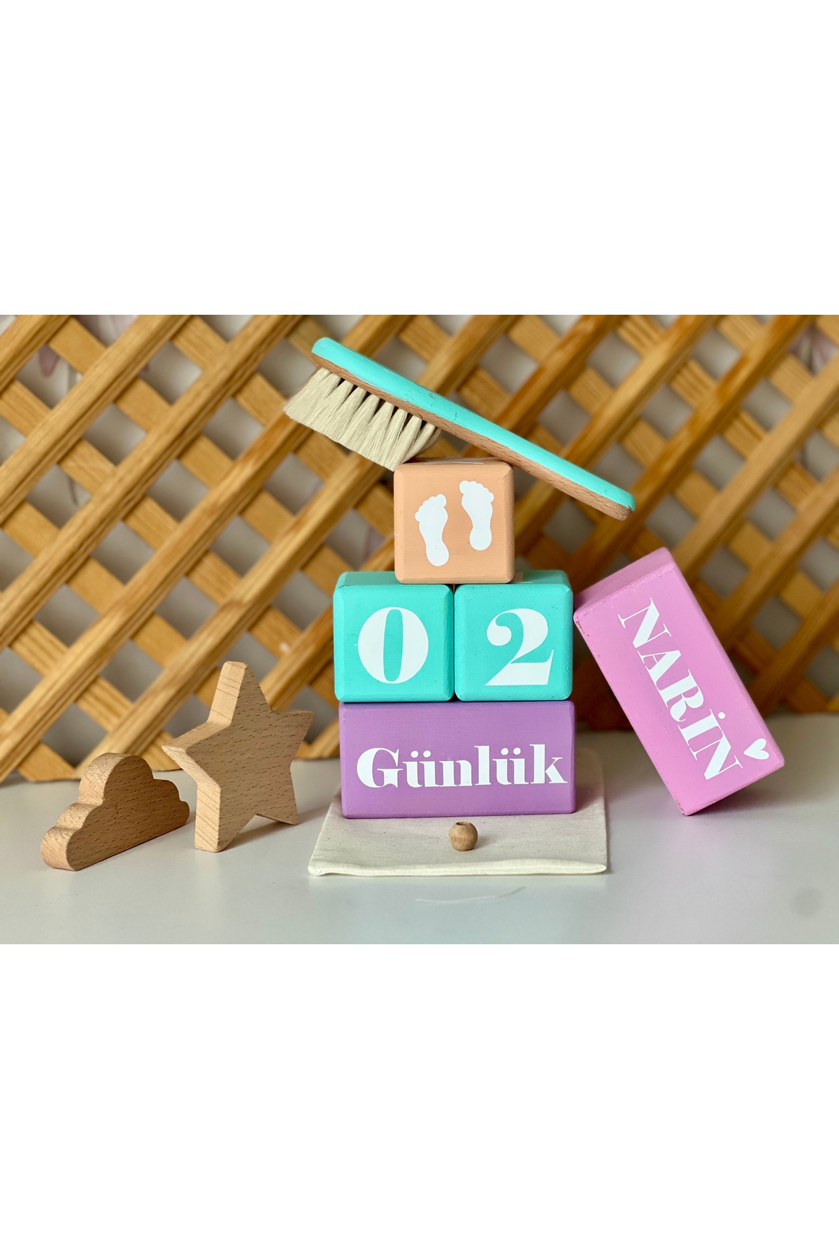 Renkli isimli anne bebek anı set ,İsimli Bebek Saç Fırçası seti dekor ve fotoğraf çekim