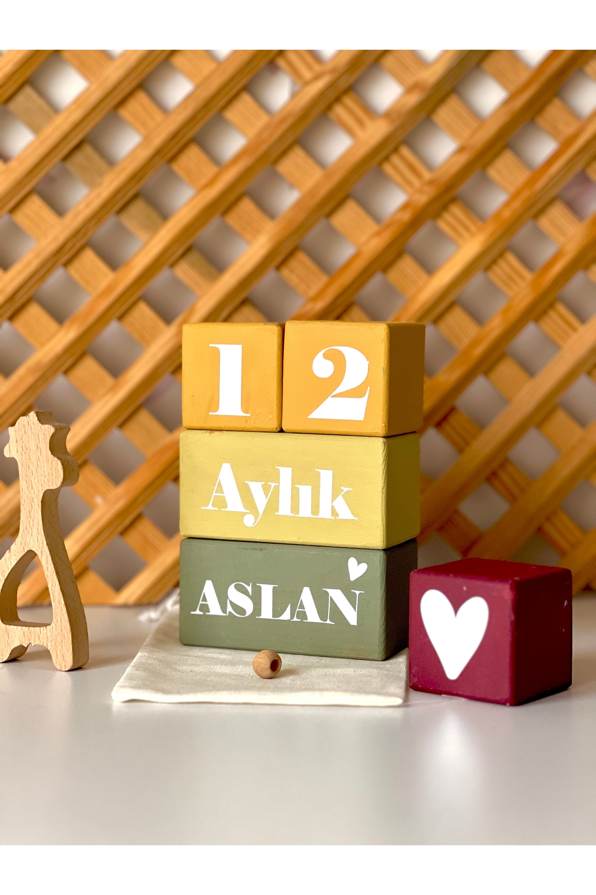 Renkli anne bebek anı küpü ve bebek saç fırçası seti