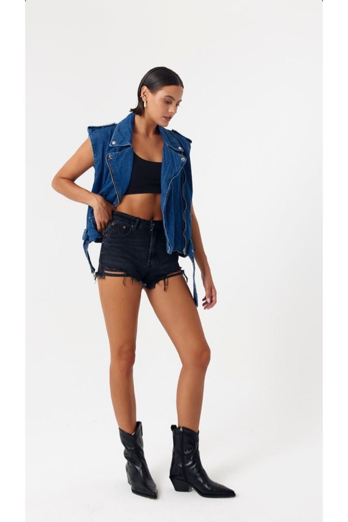 Denim leather vest 2025
