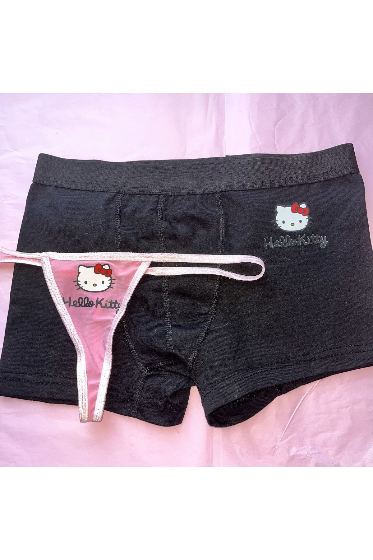 Lolipop Butik Hello Kitty Baskılı Boxer & Tanga Çift Set