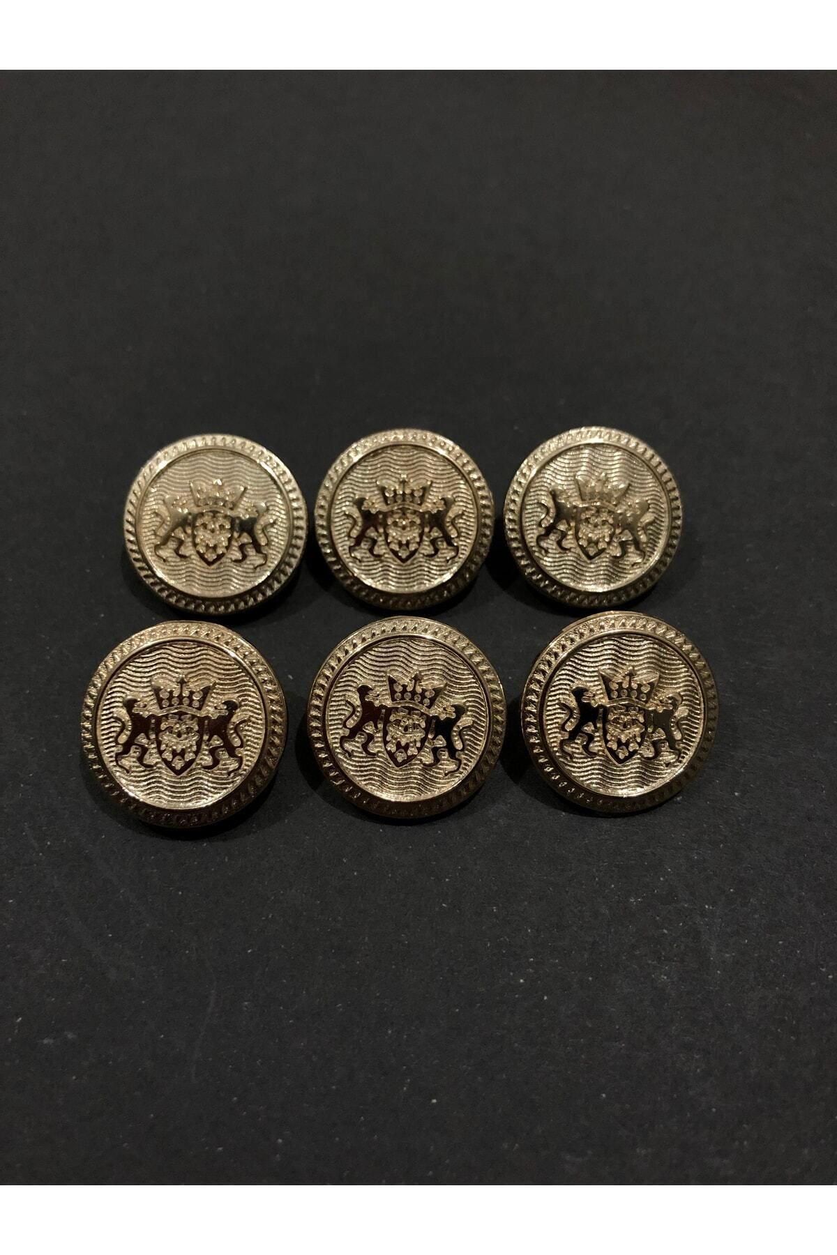aensia-Gold Double Lion Model Small Size Button 28 Size Metal Button Trench Coat and Coat Button 6-Piece Button Pack 1