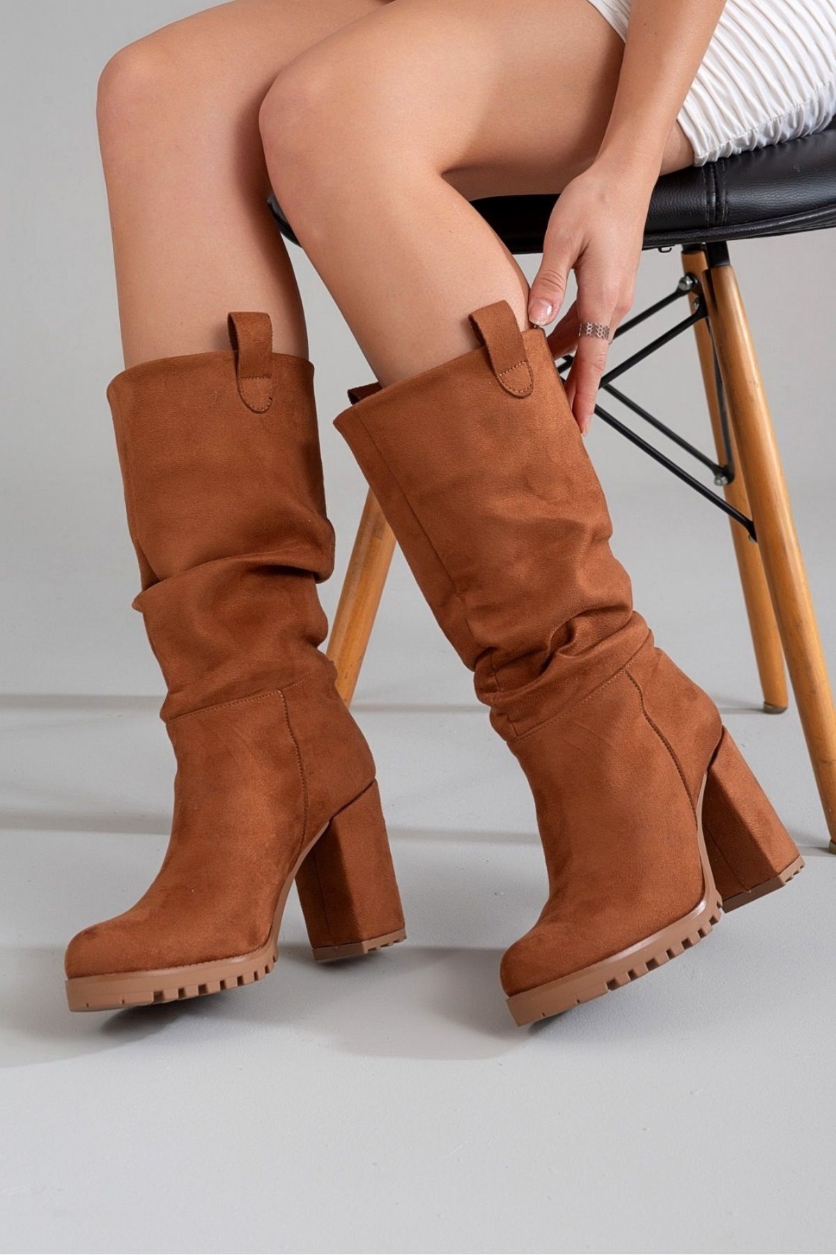 UNAL OZER Tan Suede Women s Daily Platform Boots Un001 0136 Trendyol