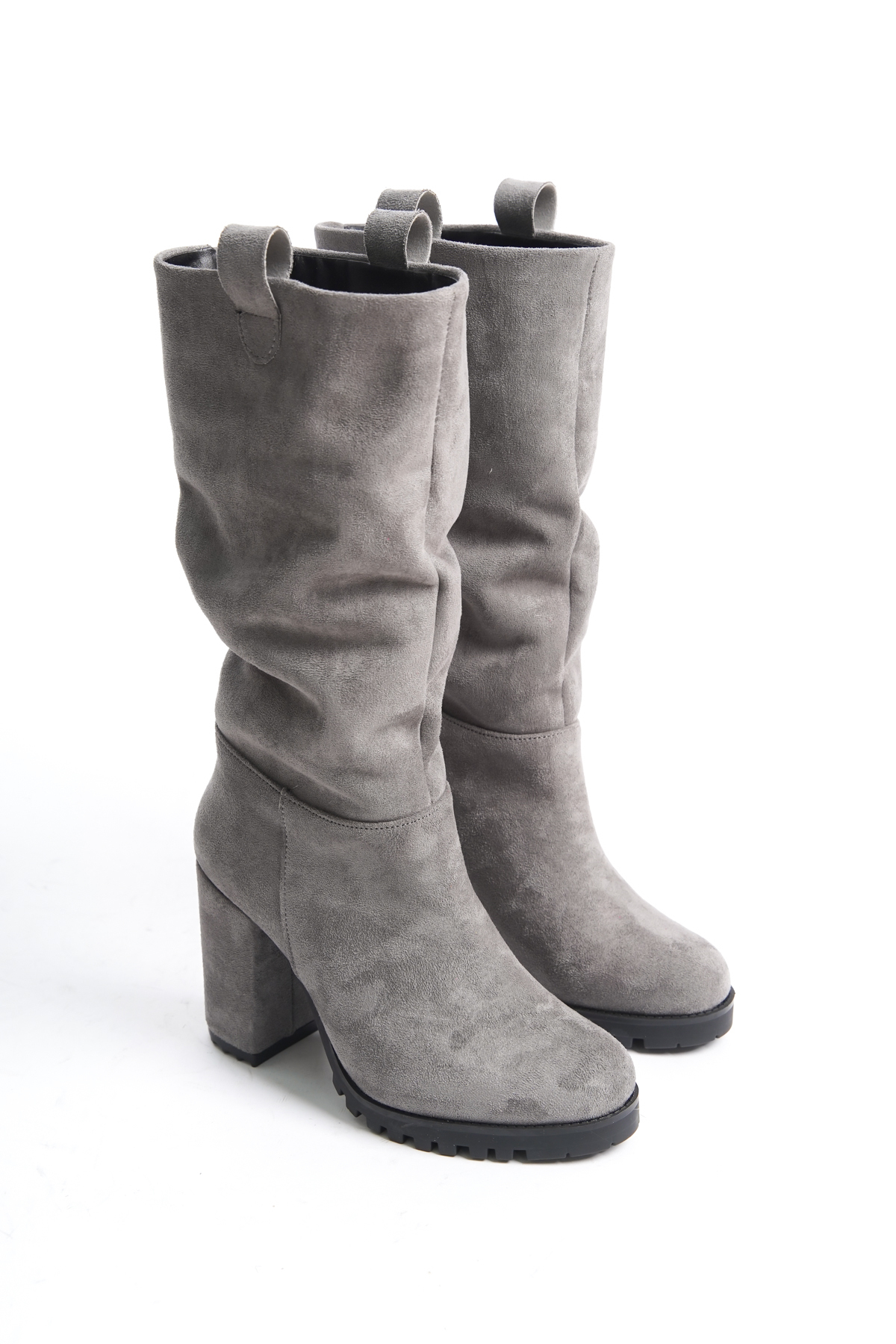 ÜNAL ÖZER  Unal Özer Kadın Gri Süet Günlük Körüklü Çizme Un001-0136 - Görsel 3