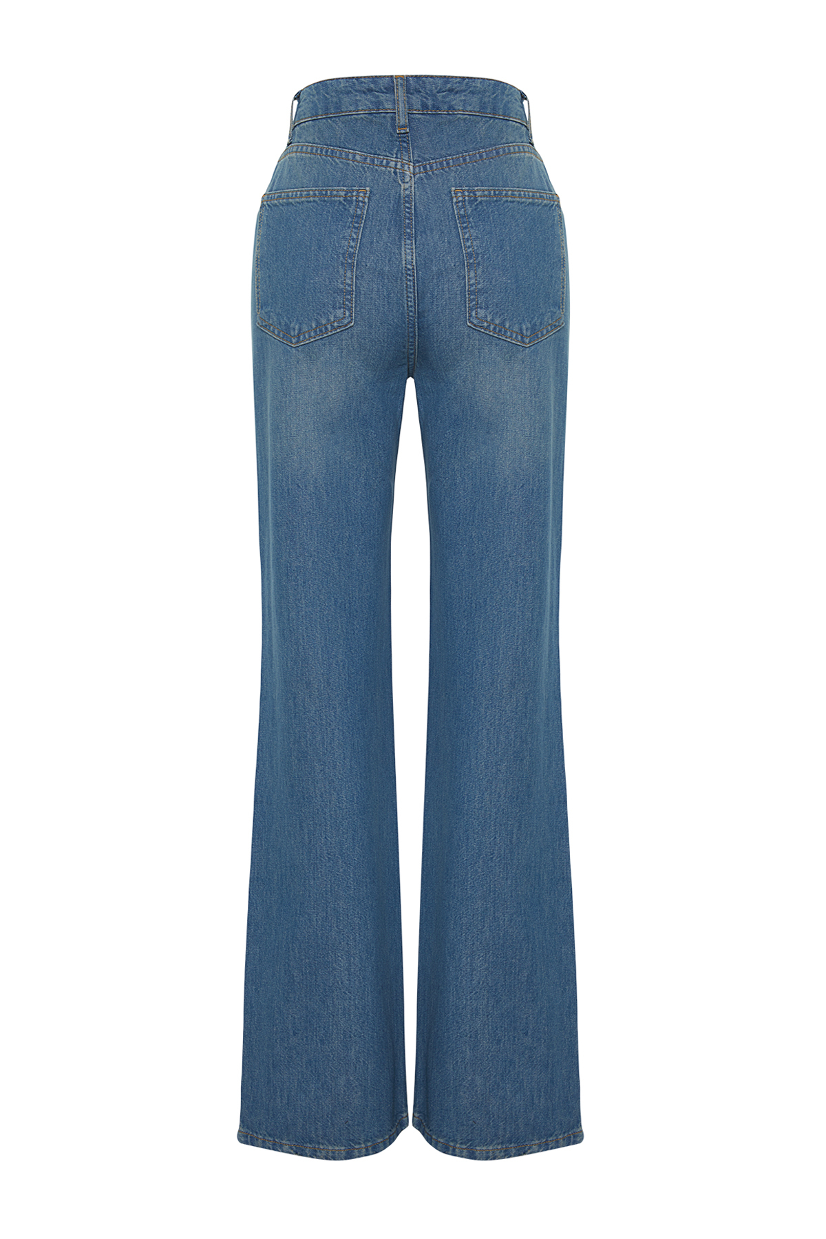 Trendyolmilla  Mavi More Sustainable Yüksek Bel Wide Leg Geniş Paça %100 Pamuk Non-Stretch Jeans TWOSS24JE00020 - Görsel 8