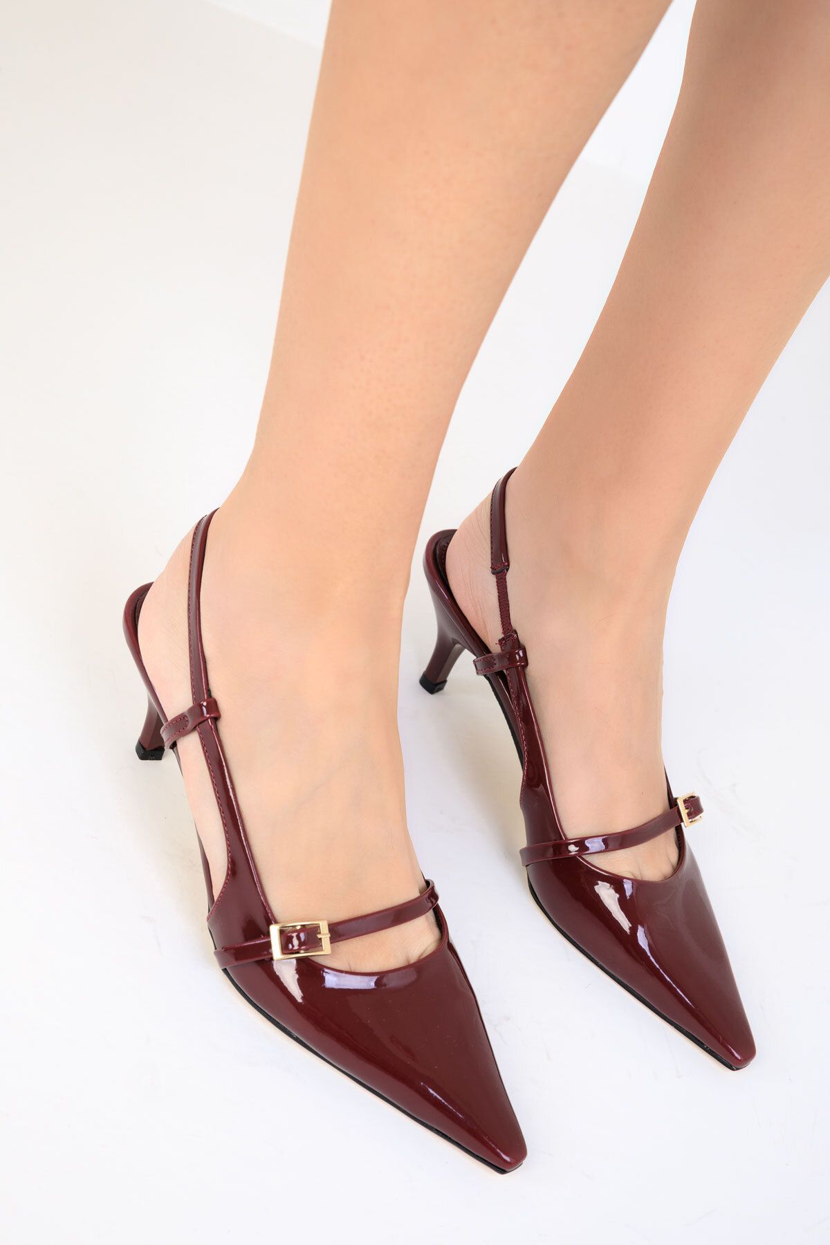 SOHO-Weinrote Lacklederschuhe für Damen mit klassischem Absatz 18799 5