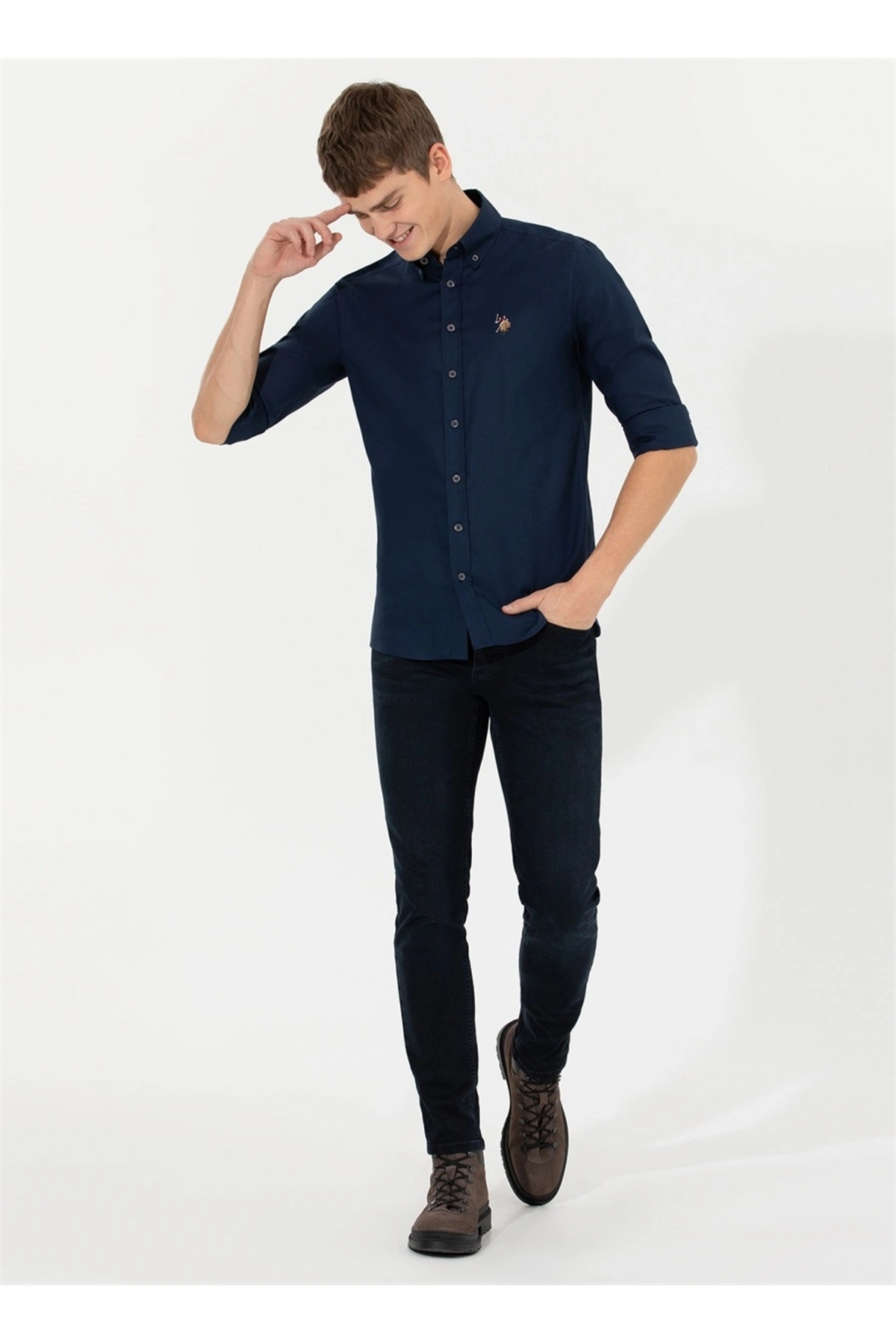 پیراهن مردانه آبی سرمه ای یو اس پولو | 1450261 اورجینال - تصویر 2