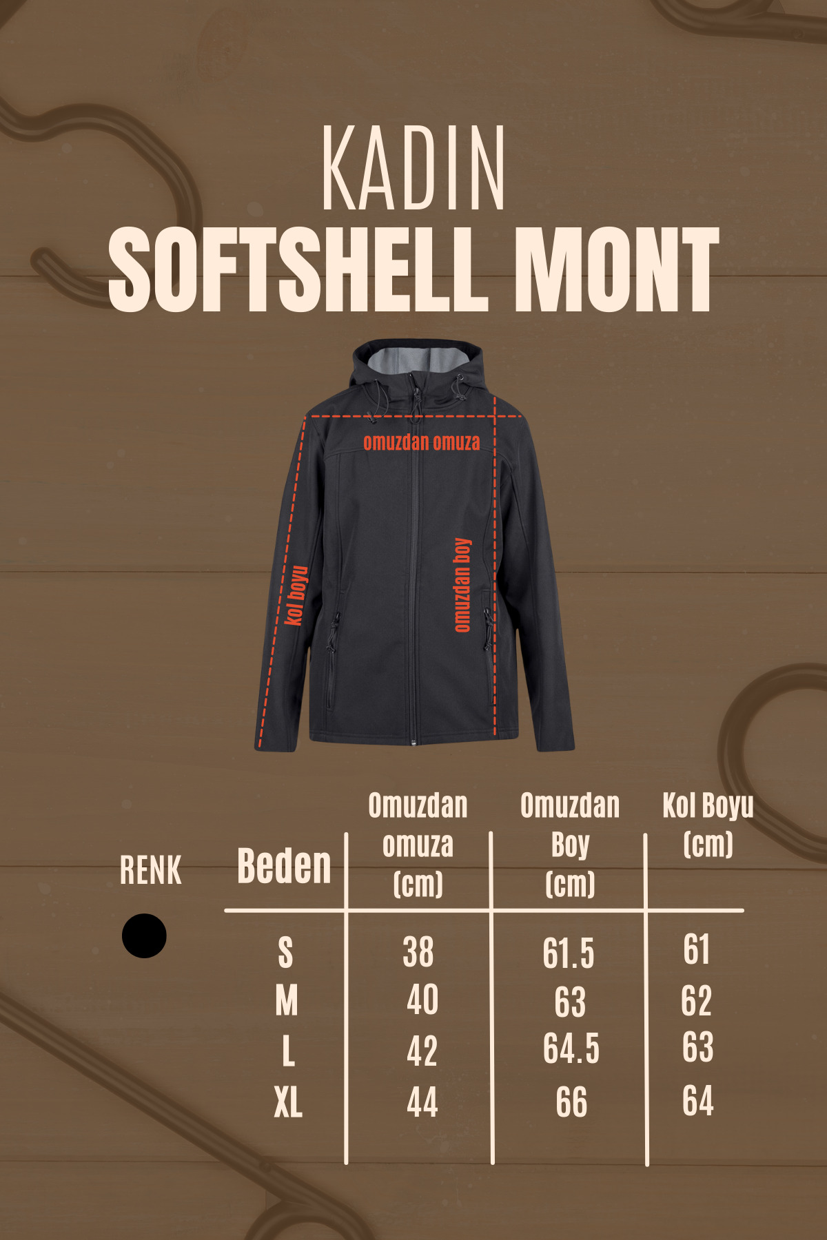 NAP Kadın Siyah Rüzgara ve Suya Dayanıklı Kapüşonlu SoftShell Mont otarzsenin_1031 görsel 6