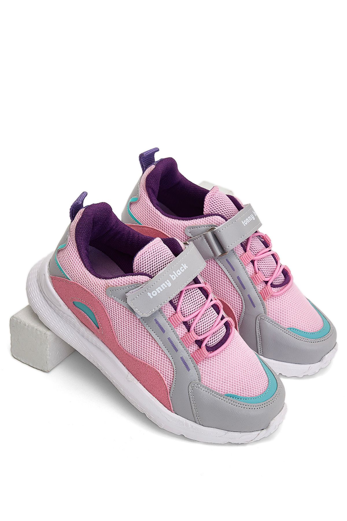 Tonny Black-Dětská Unisex Ice Pink Faylon podešev Pohodlná dětská obuv na suchý zip 3