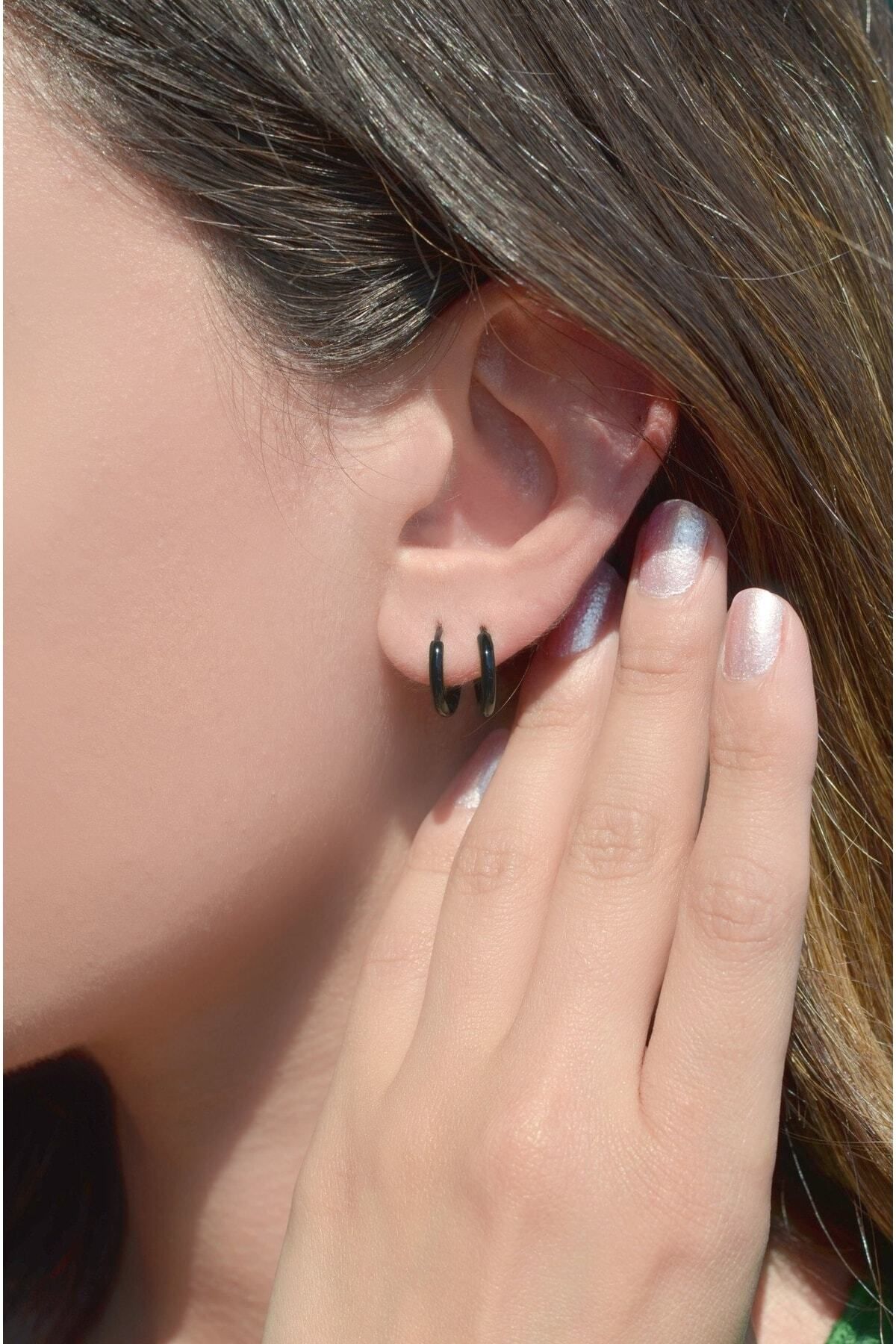 Little black hoop earrings hot sale