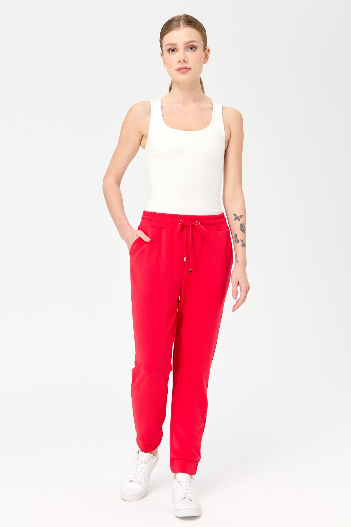 Womens red tracksuit bottoms top