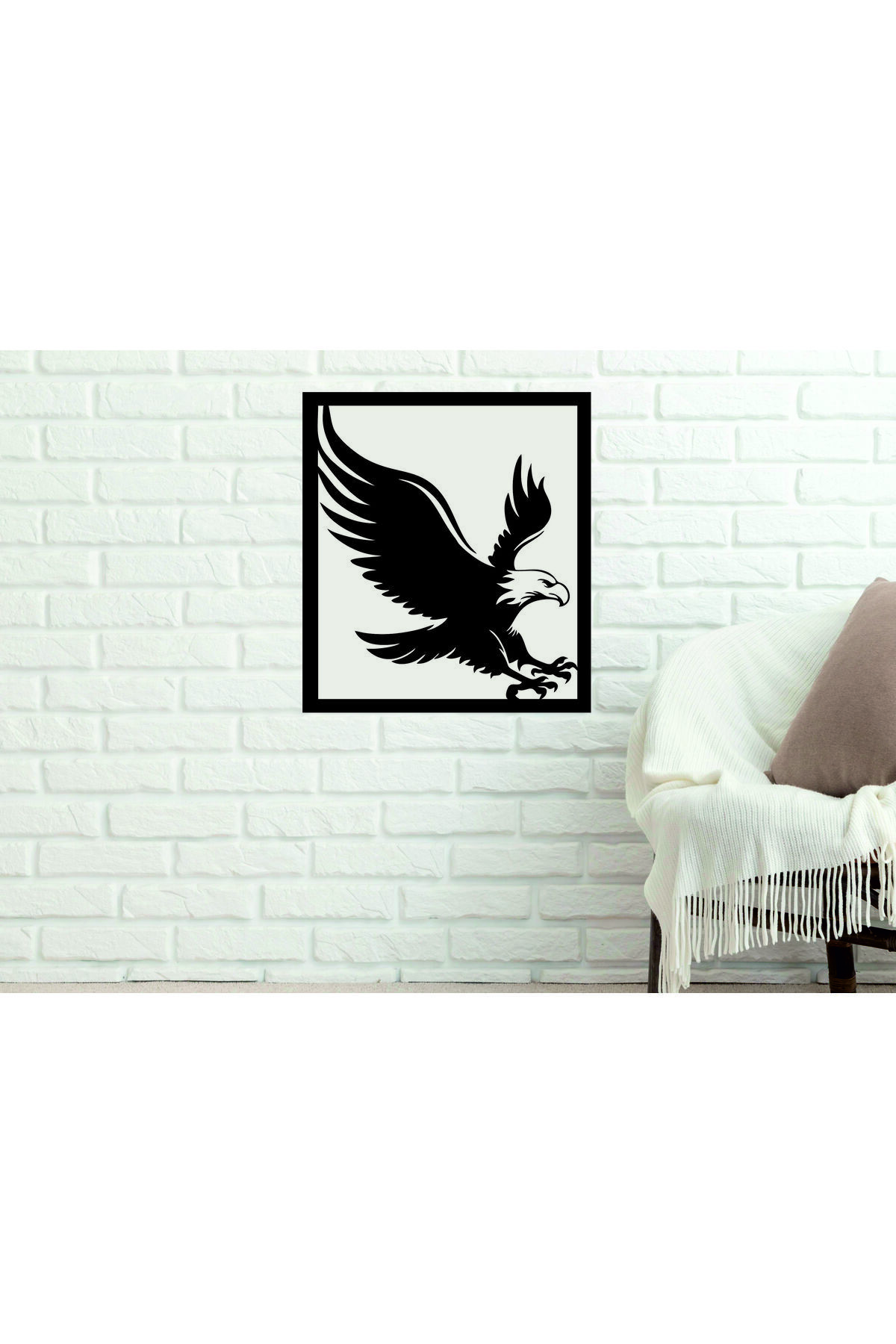 White Headed Black Eagle Decorative Wood Wall Decor