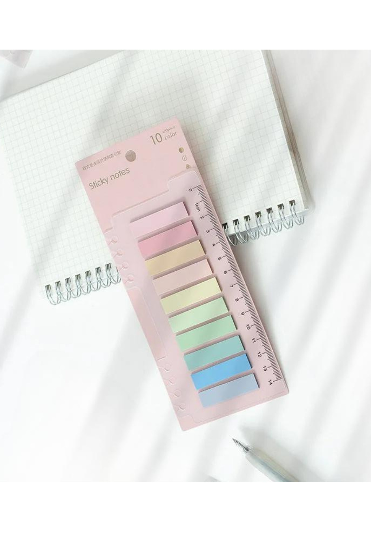 NaSaDAN 10 Renk Vanilya Tonları Cetvelli Şeffaf Postit 200 Yaprak